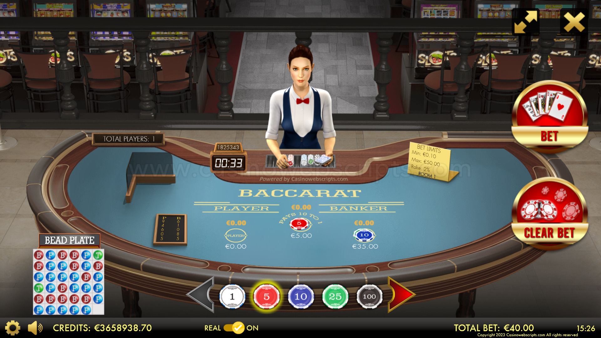 Multiplayer Baccarat 3D Dealer Deluxe Scoreboards Mobile and PC - Preview