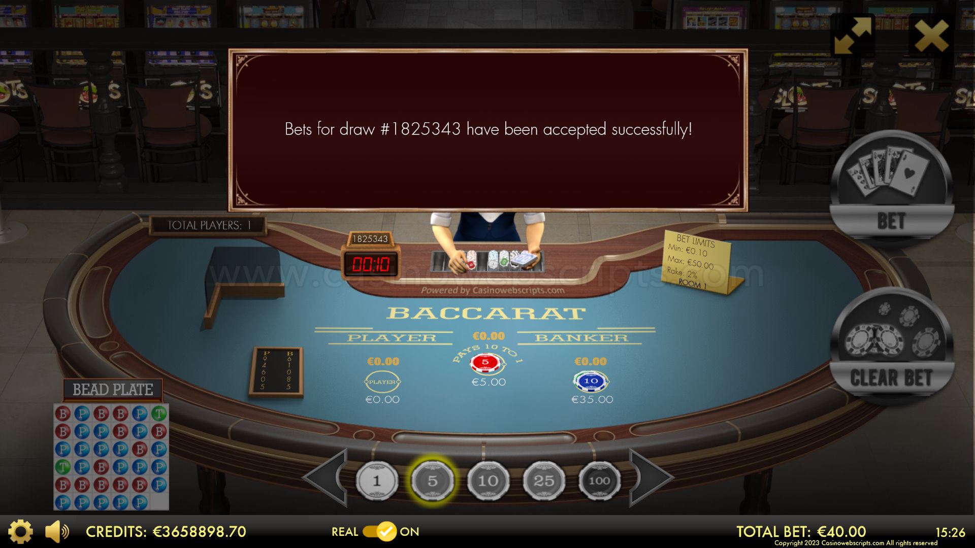 Multiplayer Baccarat 3D Dealer Deluxe Scoreboards Mobile and PC - Preview