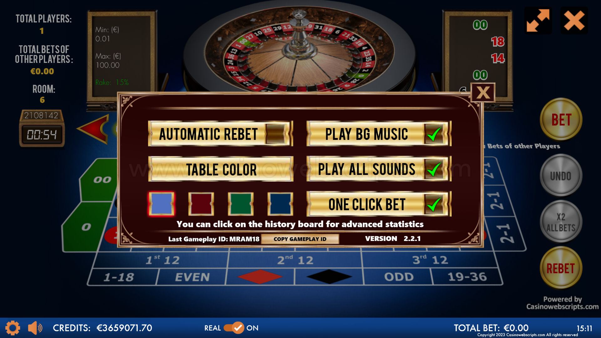 Multiplayer American Roulette 3D Advanced - Mobile and PC - Preview