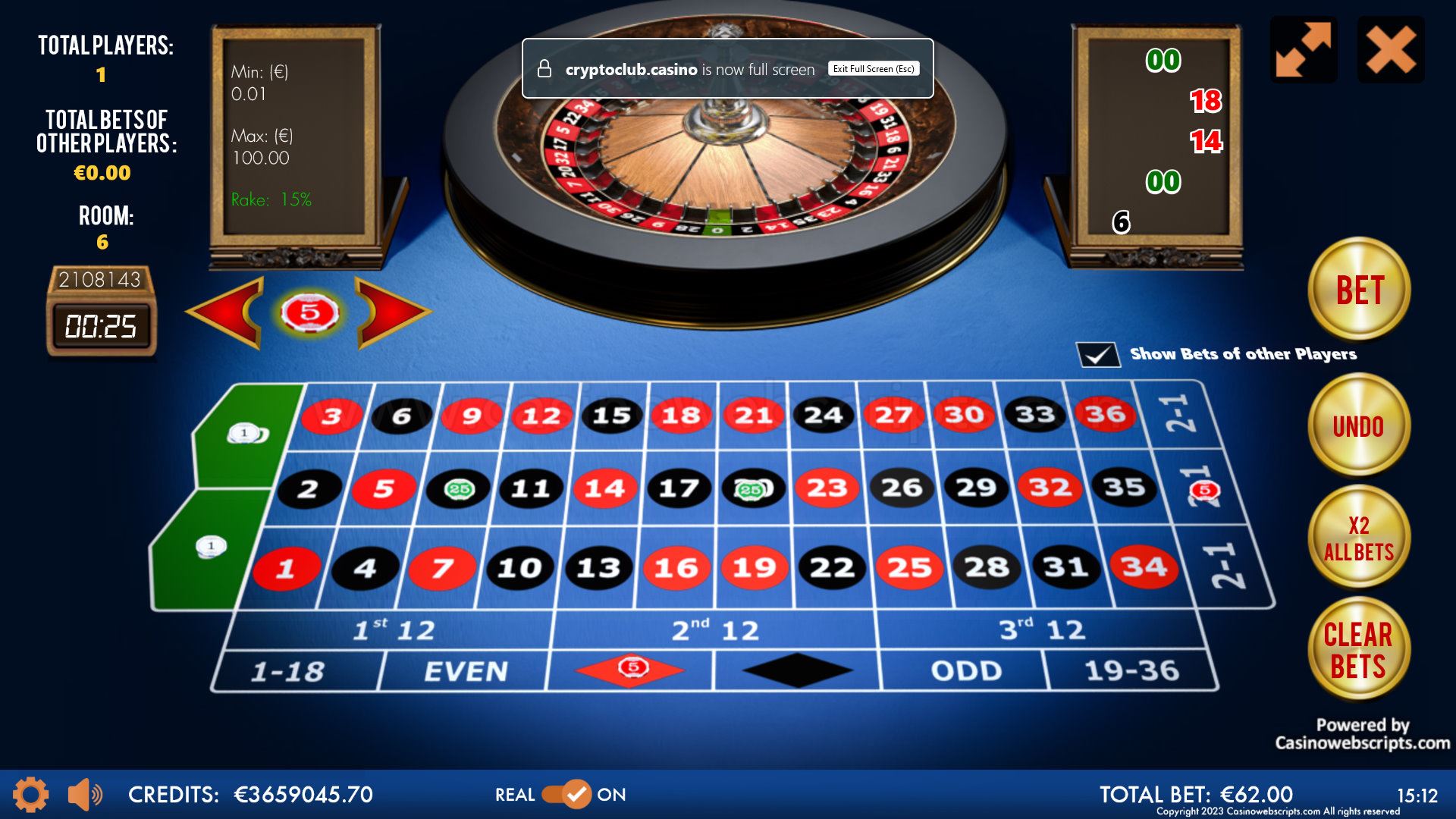Multiplayer American Roulette 3D Advanced - Mobile and PC - Preview