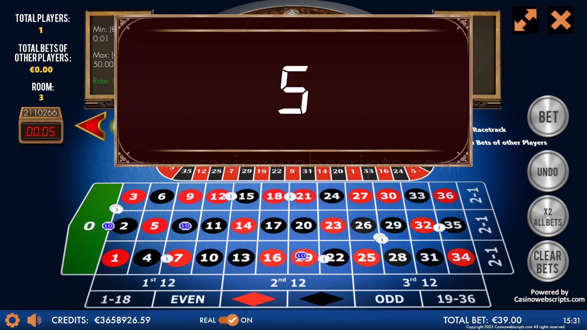Multiplayer European Roulette 3D Advanced - HTML5 Mobile and PC - Preview