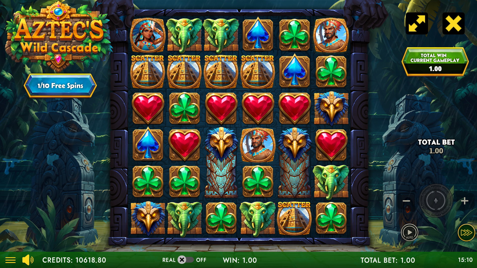 Aztec Wild Cascade free spins bonus round