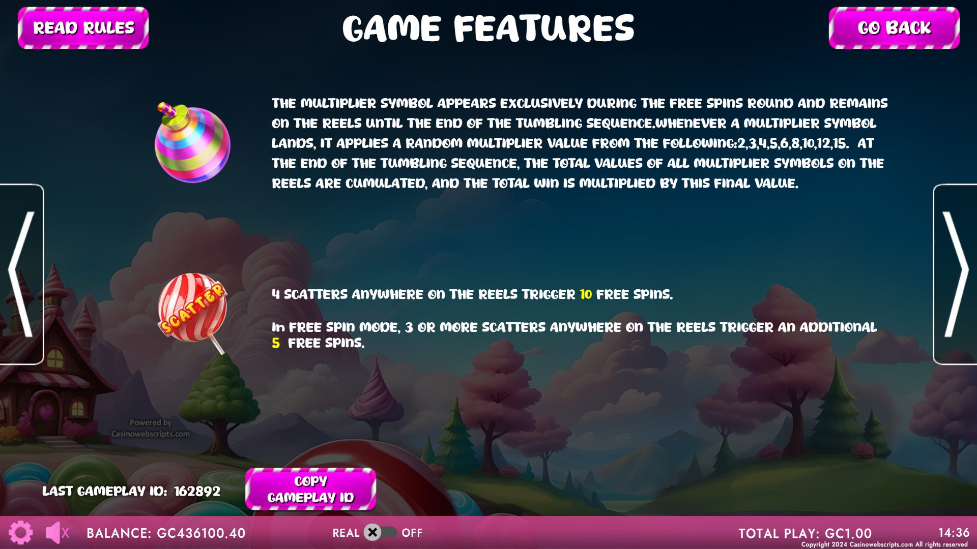 Bon-Bon Fiesta bomb multiplier activating during cascade