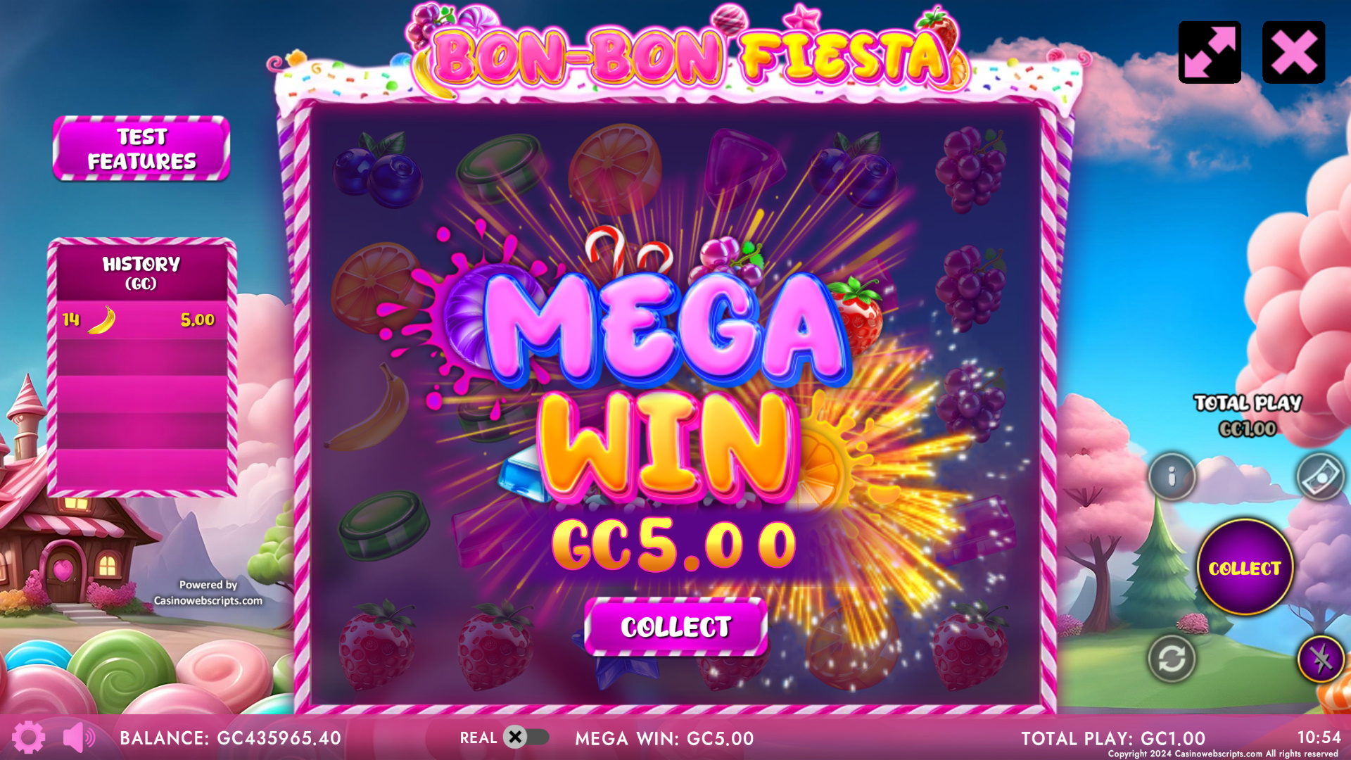 Bon-Bon Fiesta epic win celebration with multiplier stacking