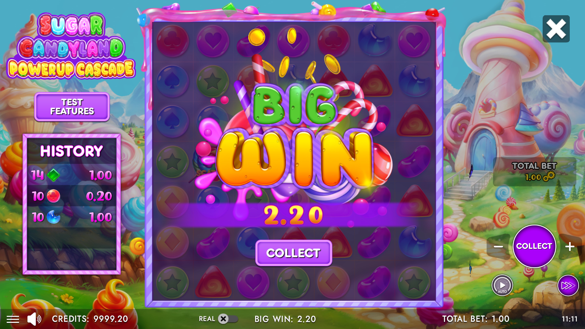 Sugar Candyland big win with cascading candies
