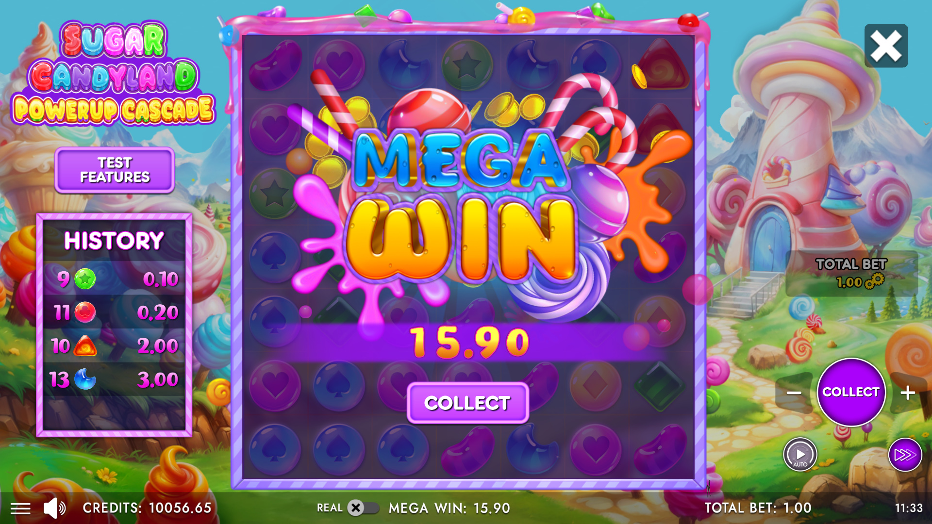 Sugar Candyland mega win screen