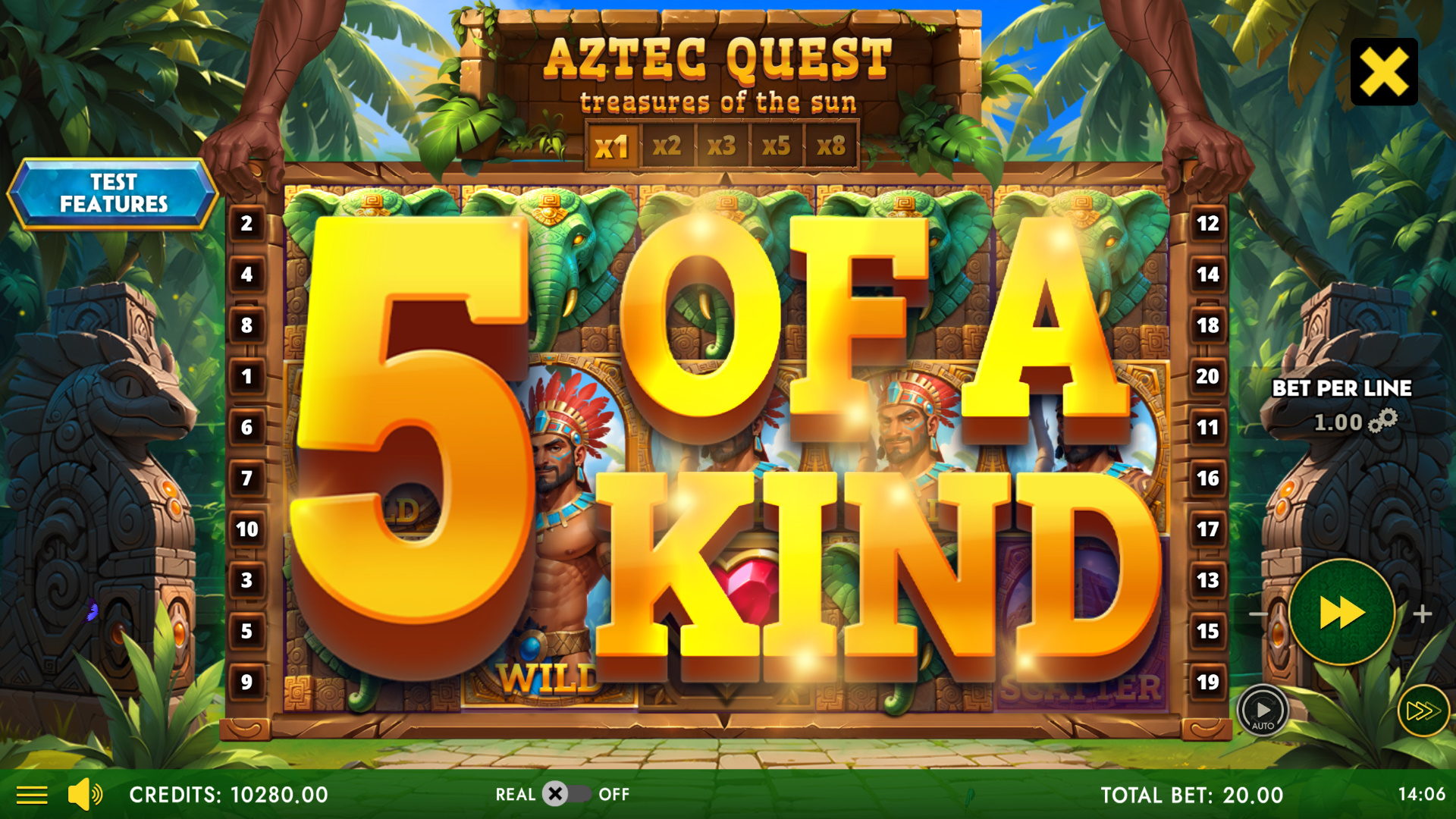 Aztec Quest - Treasures Of The Sun - 5 of a Kind