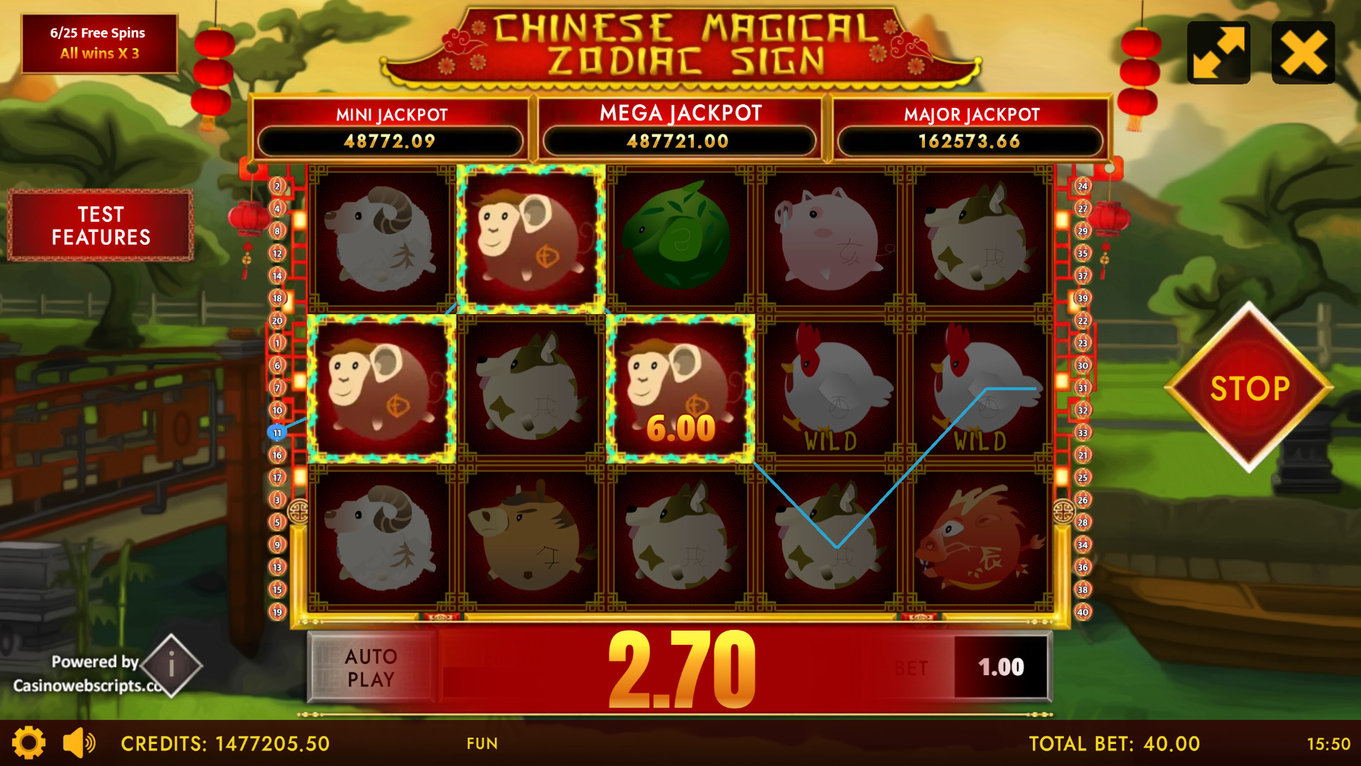 Chinese Magical Zodiac Sign free spins gameplay
