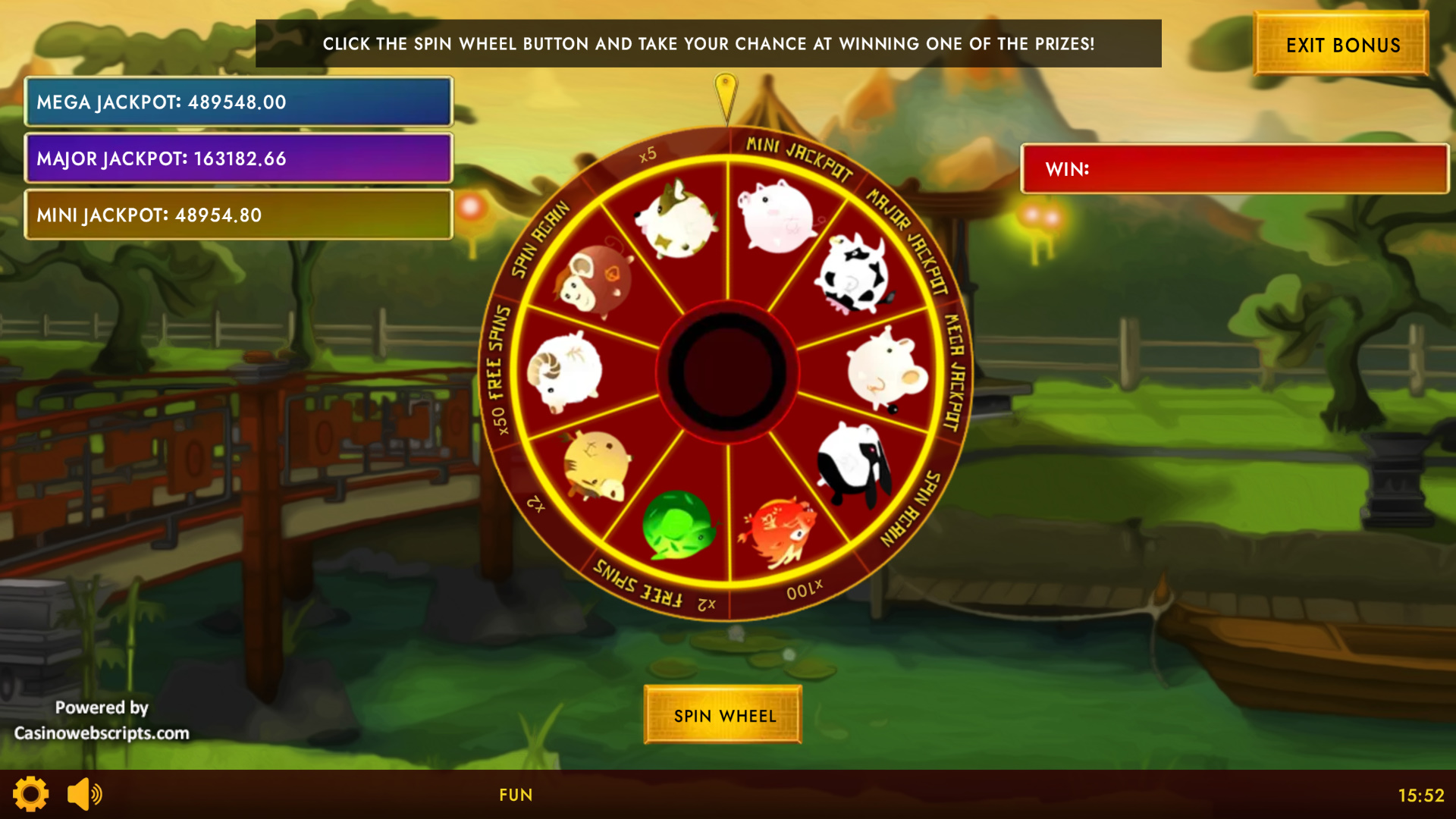 Chinese Magical Zodiac Sign bonus wheel jackpot