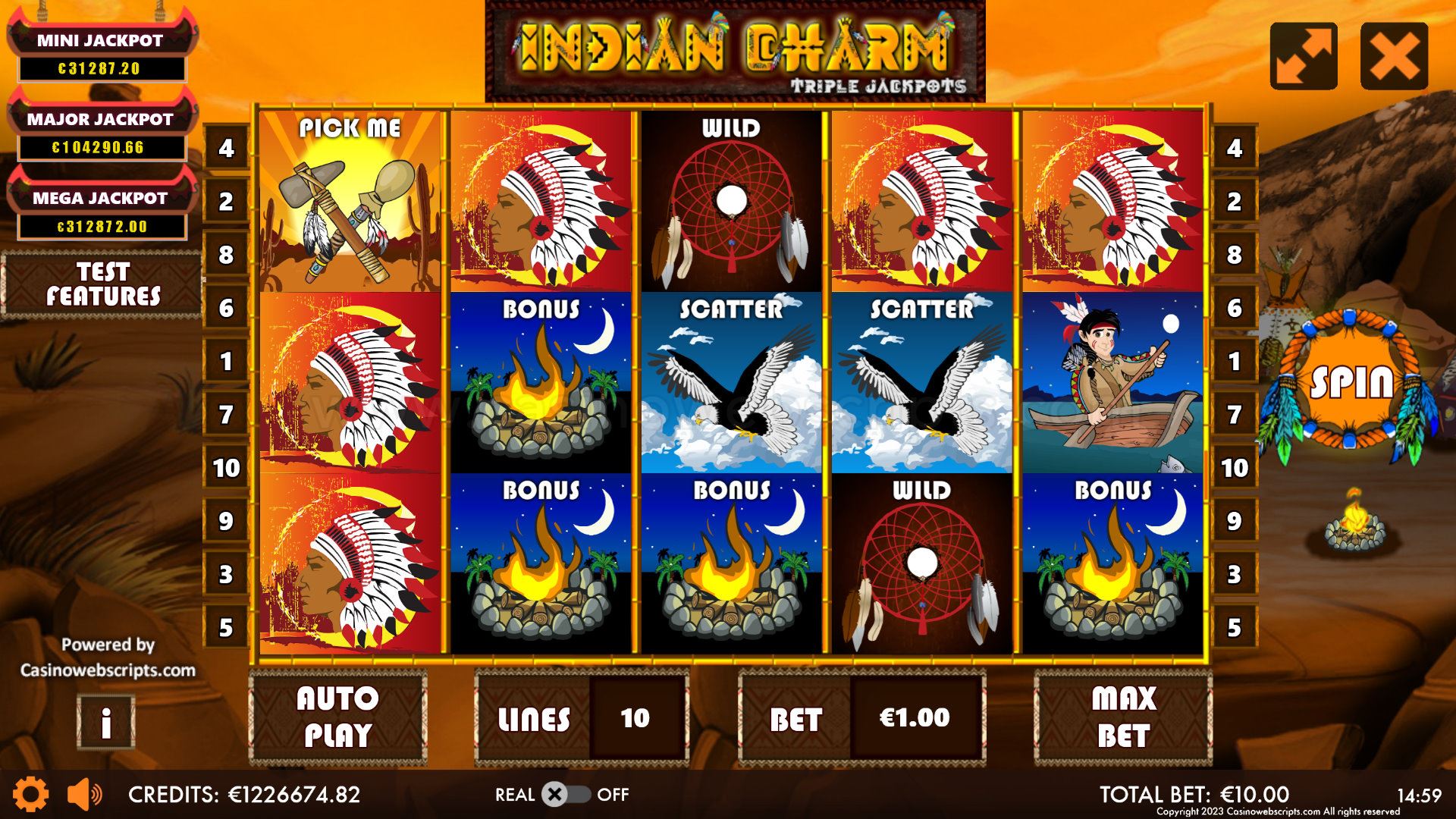 Indian Charm Triple Jackpots HTML5 Mobile and PC base game