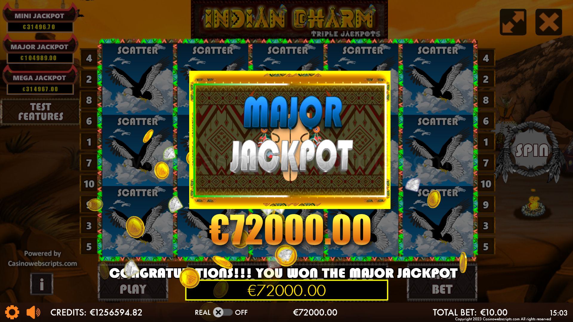 Indian Charm Triple Jackpots HTML5 Mobile and PC - Jackpot