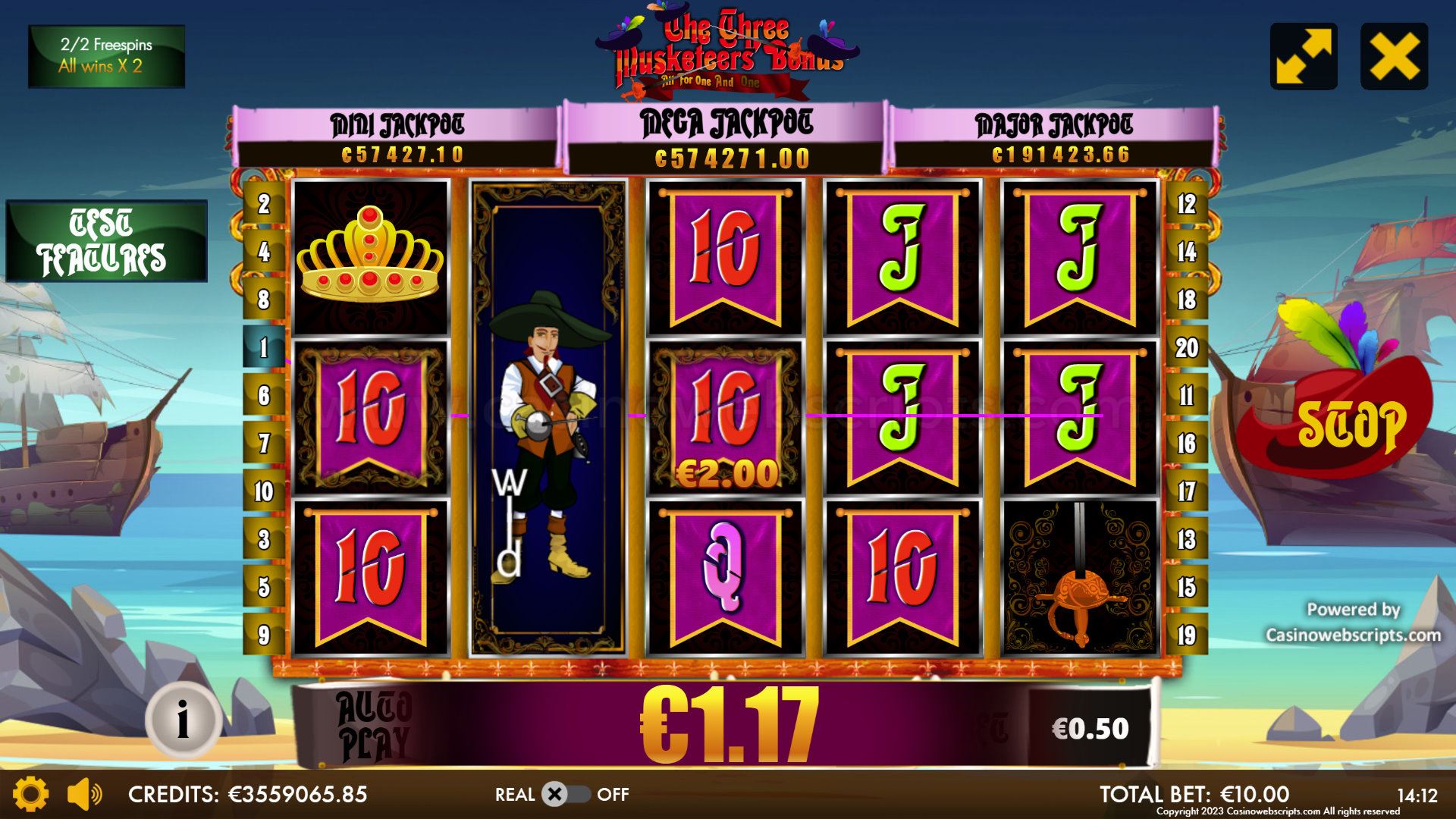 The Three Musketeers Bonus - All for One and One for All HTML5 Mobile and PC - Preview