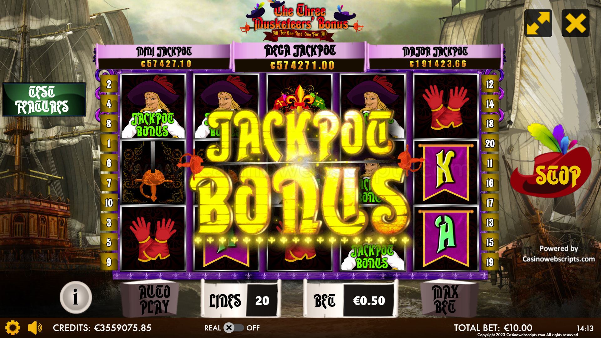 The Three Musketeers Bonus - All for One and One for All HTML5 Mobile and PC - Preview