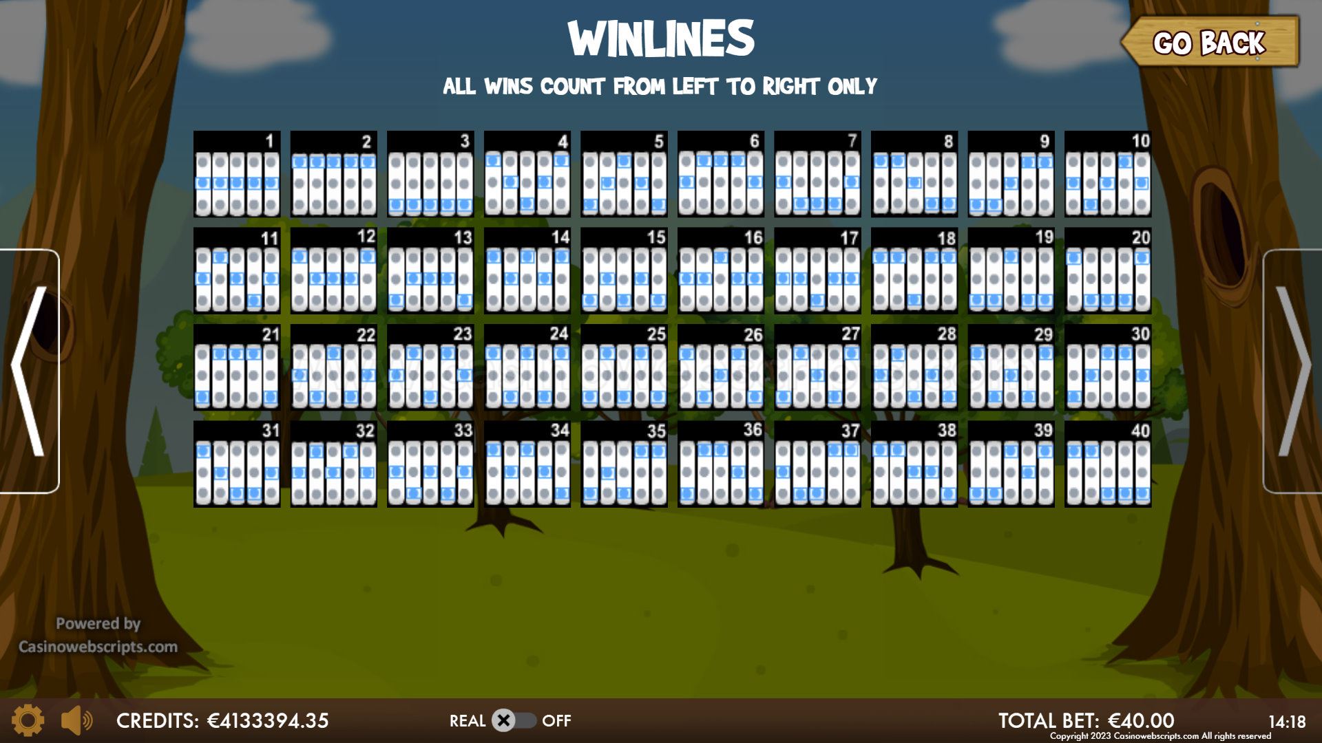 Treasure of the Wild Bears Mobile and PC - Paylines