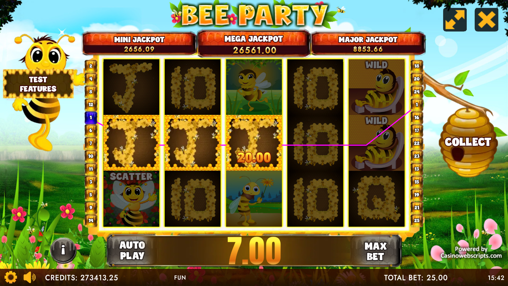 Bee Party HTML5 Mobile and PC - Paytable