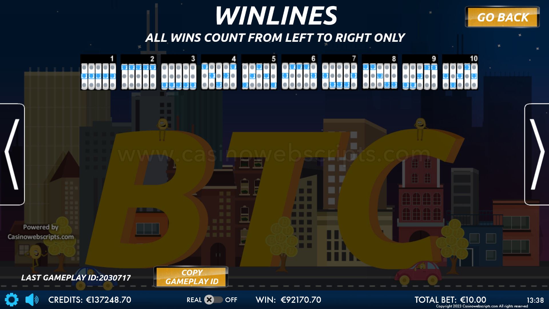 Bitcoin Billion HTML5 Mobile and PC - Paylines