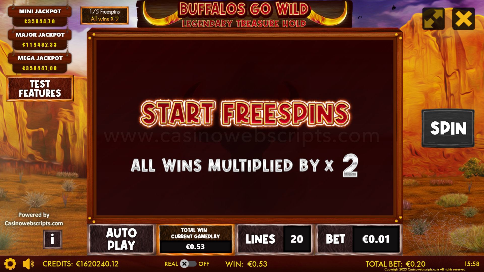 Buffalos Go Wild - Legendary Treasure Hold - FS Start
