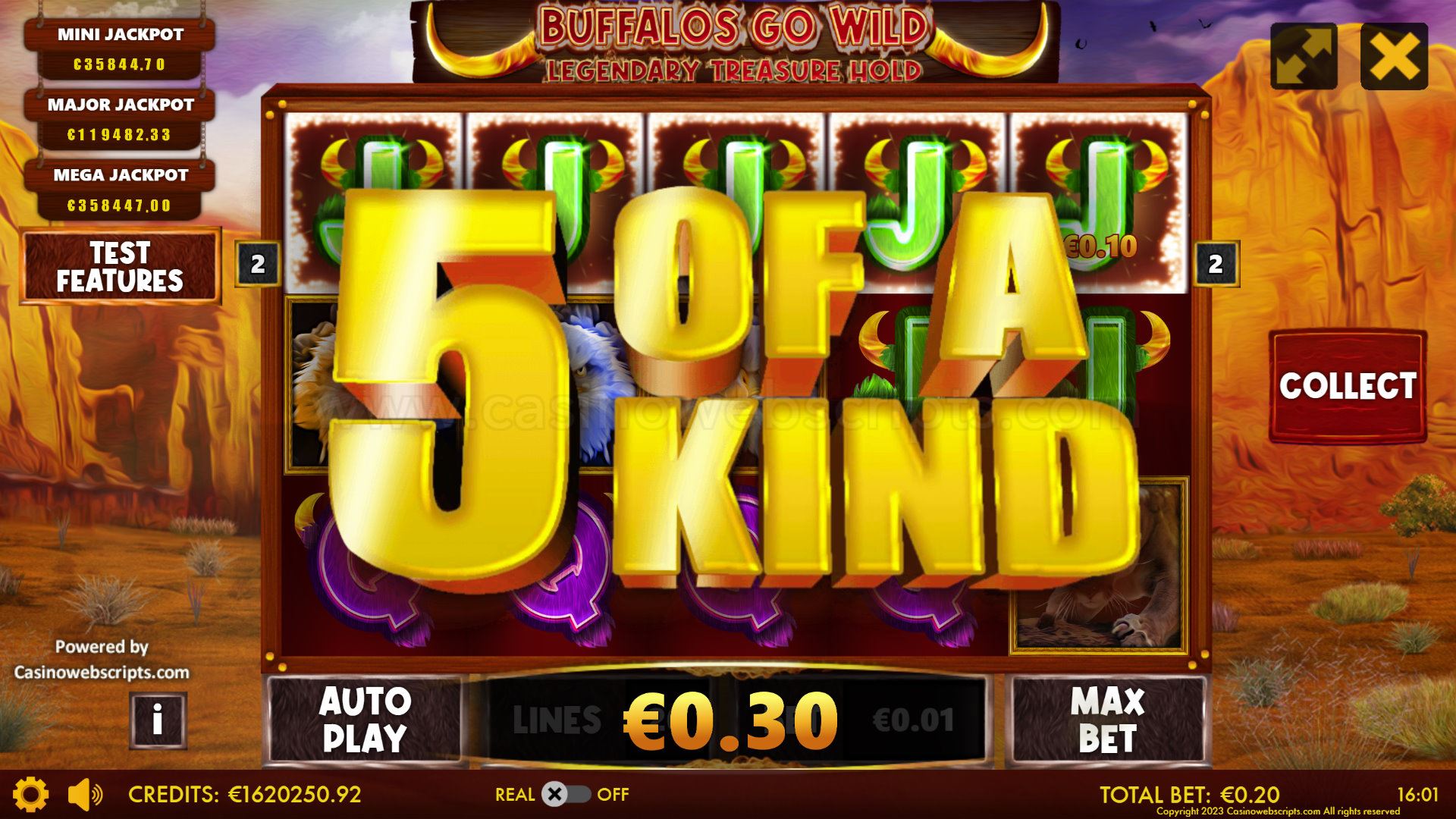 Buffalos Go Wild - Legendary Treasure Hold - 5 of a Kind
