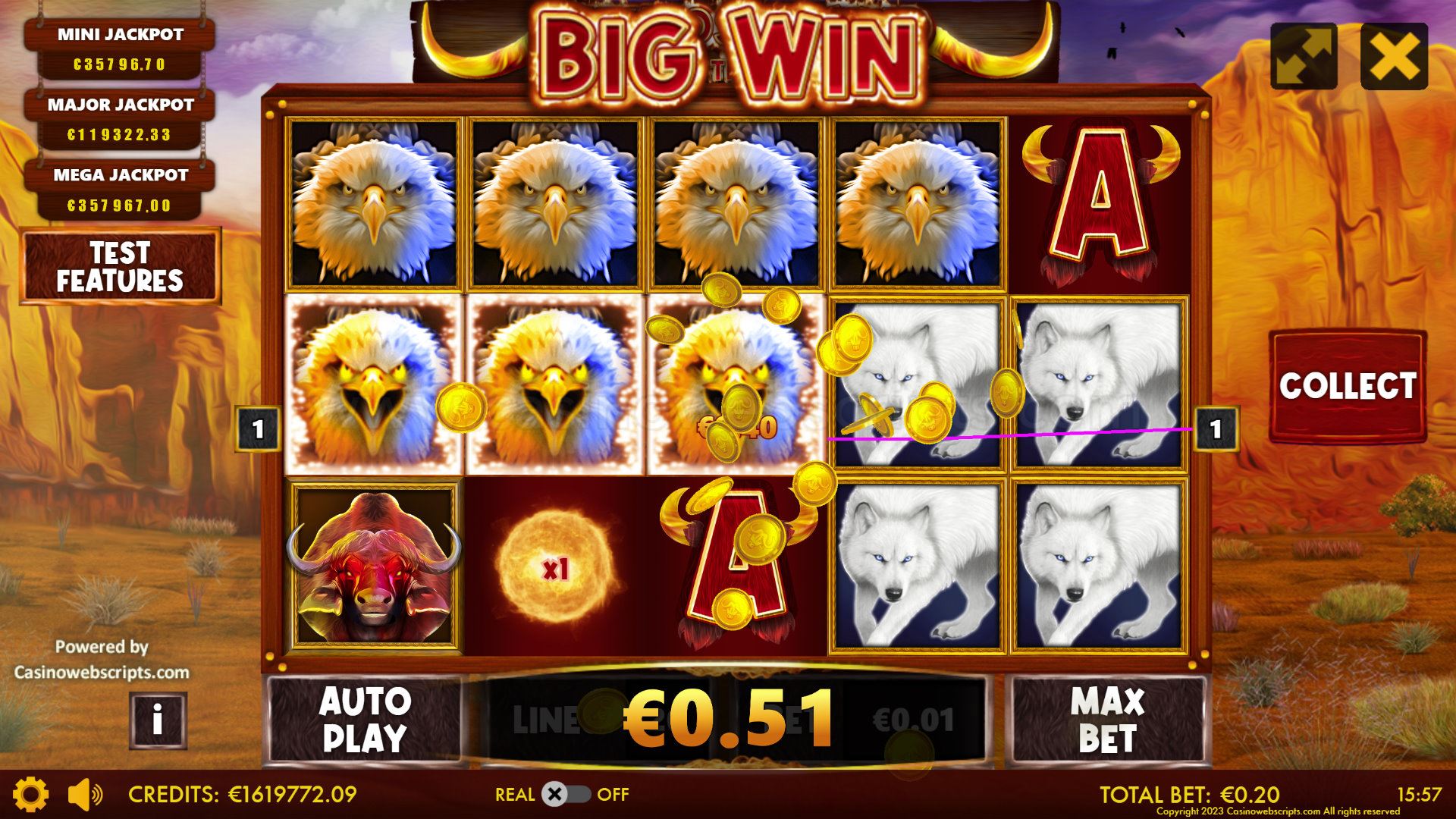 Buffalos Go Wild - Legendary Treasure Hold - Big Win