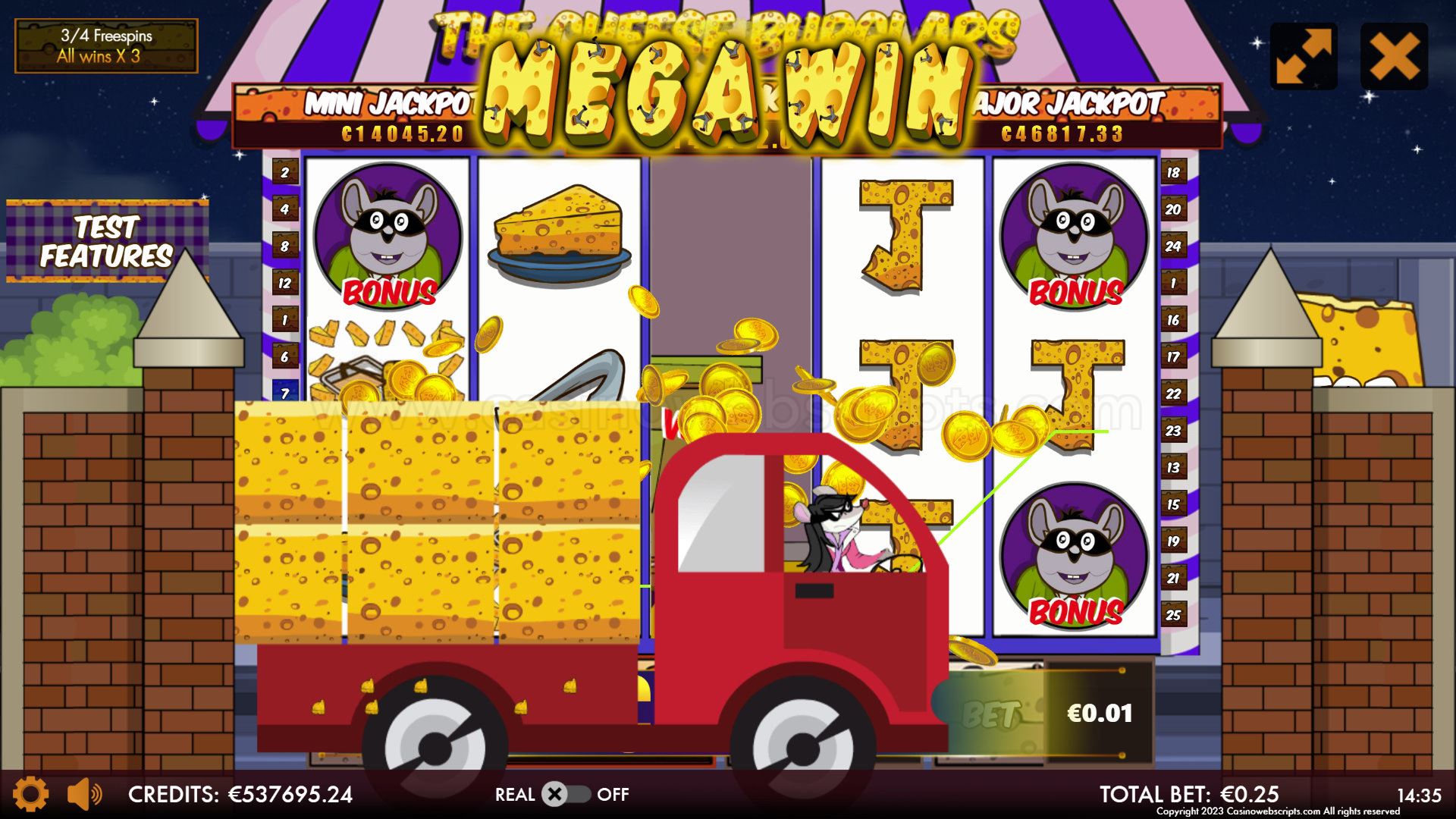 Cheese Burglars HTML5 Mobile and PC free spins