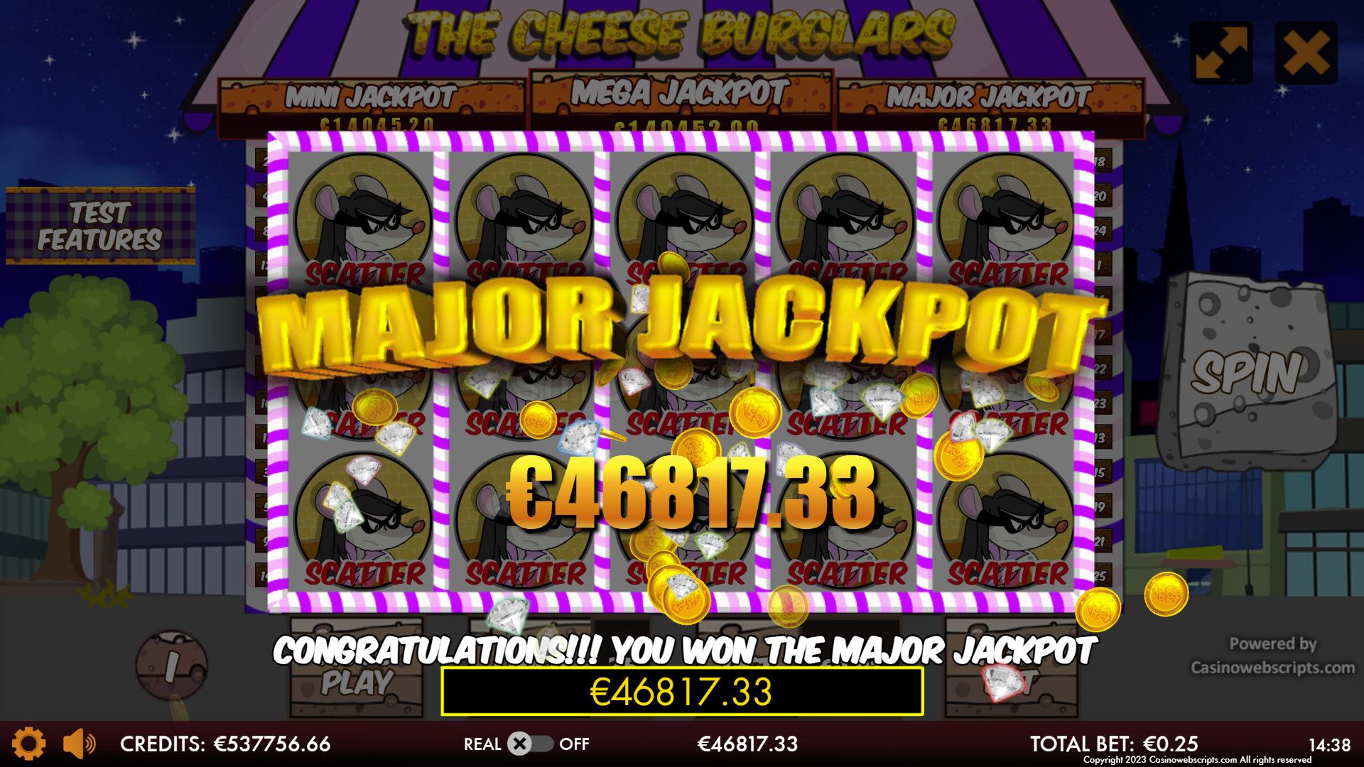 Cheese Burglars HTML5 Mobile and PC - Jackpot