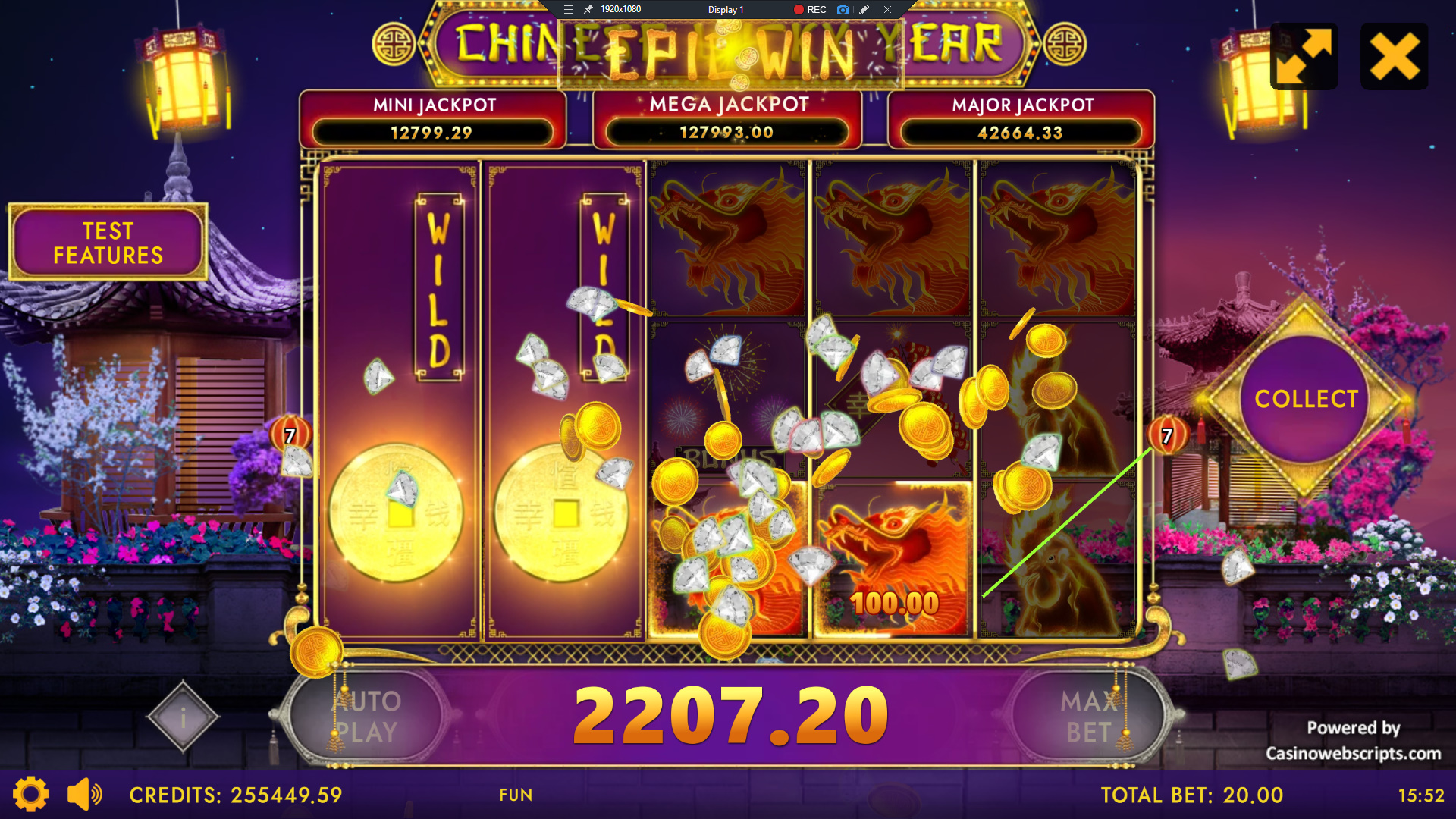Chinese Lucky Year epic win with jackpot feature