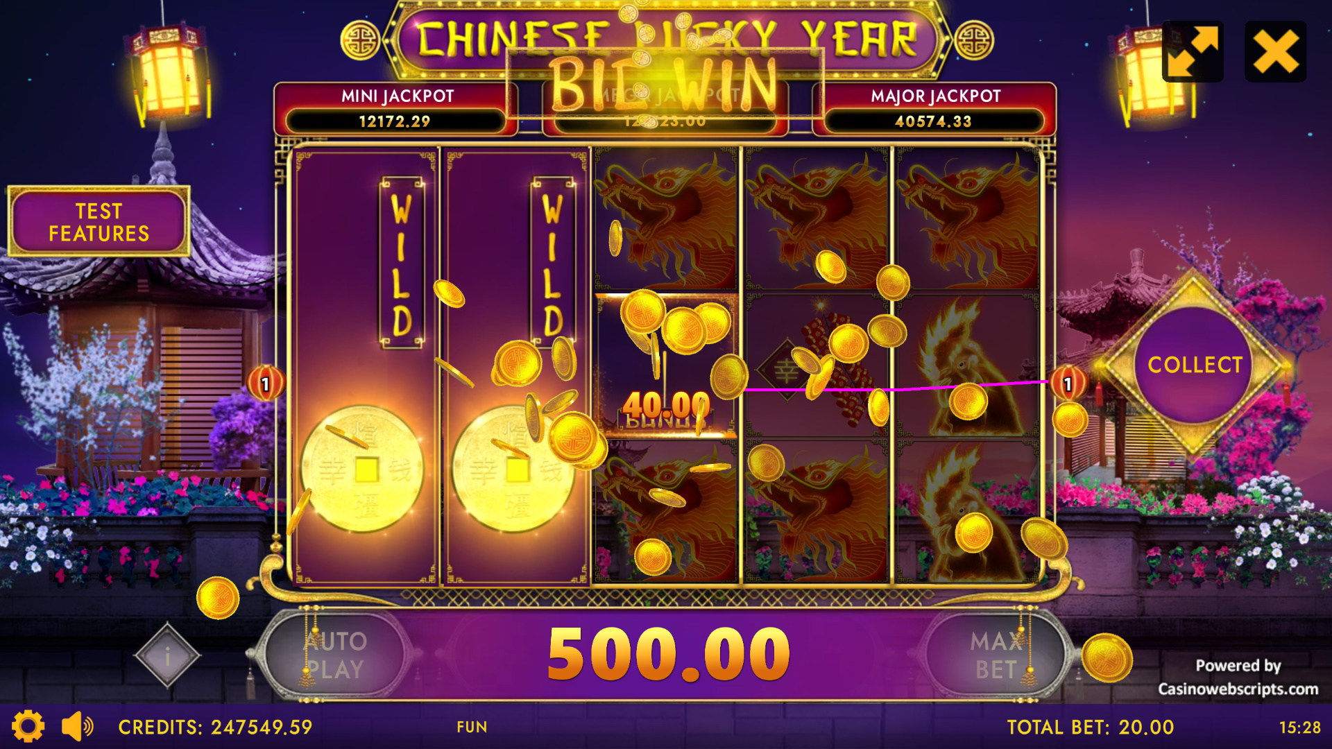 Chinese Lucky Year big win with expanding wilds