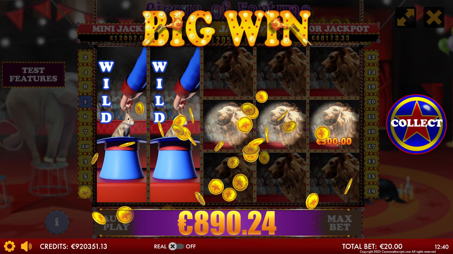 Circus of Fortune HTML5 Mobile and PC - Big Win
