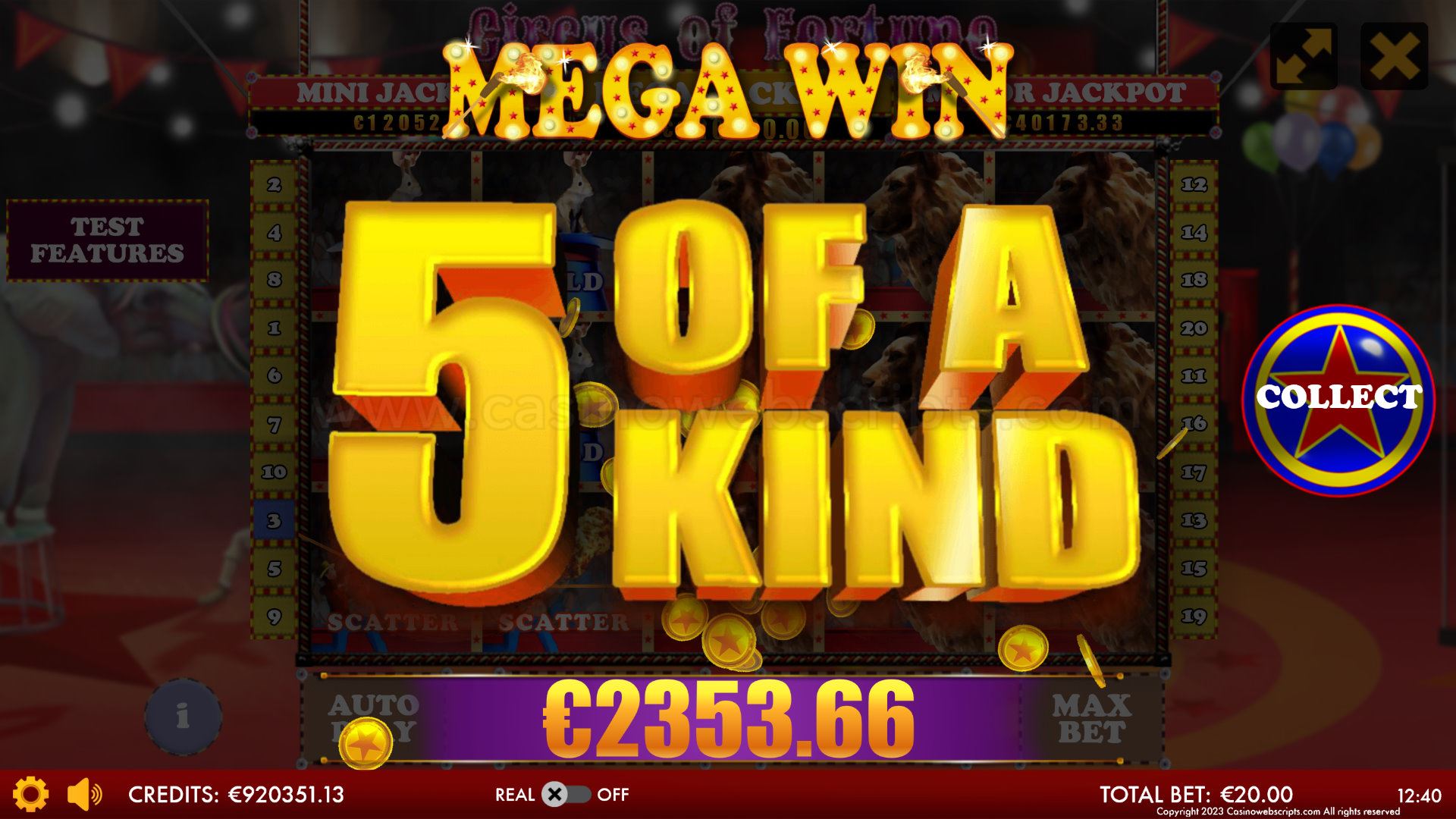 Circus of Fortune HTML5 Mobile and PC big win
