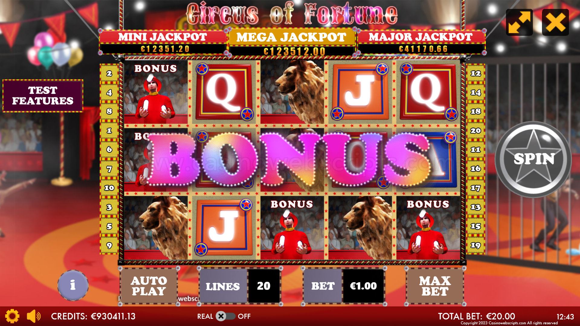 Circus of Fortune HTML5 Mobile and PC - Preview #5