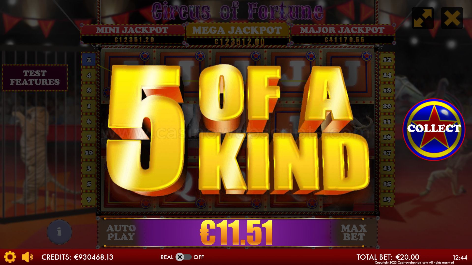 Circus of Fortune HTML5 Mobile and PC - 5 of a Kind