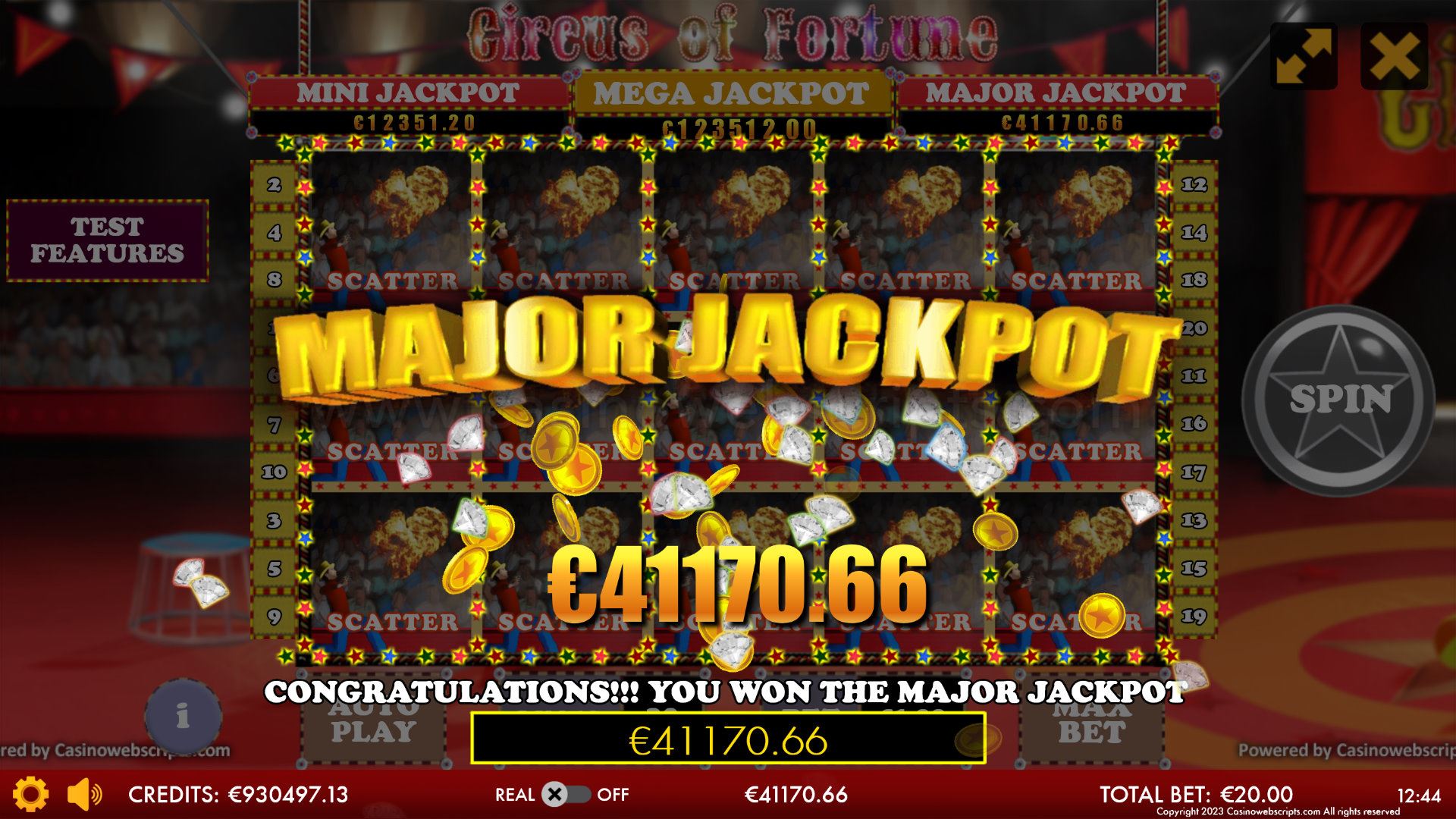 Circus of Fortune HTML5 Mobile and PC - Jackpot