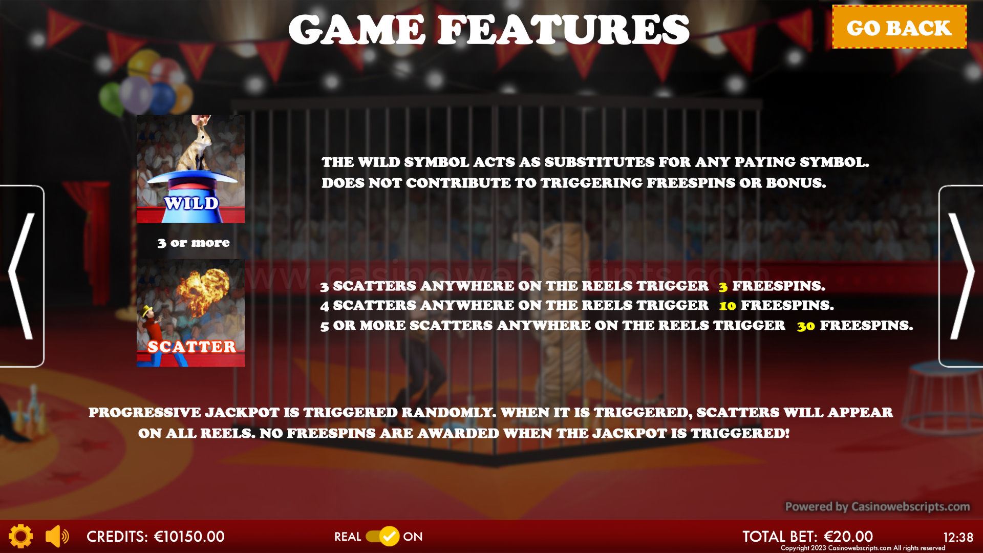 Circus of Fortune HTML5 Mobile and PC features