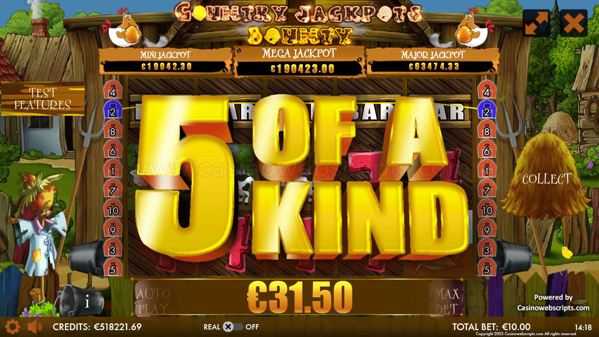 Country Jackpots Bounty Mobile and PC - 5 of a Kind