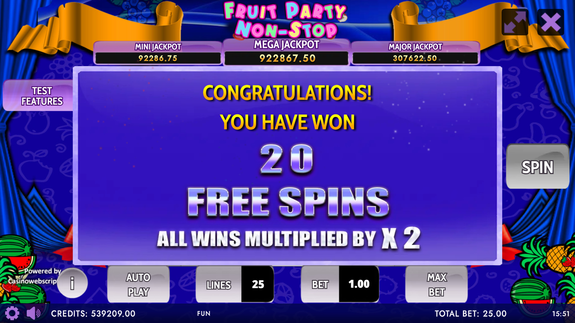 Fruit Party Non-Stop HTML5 Mobile and PC - FS Trigger