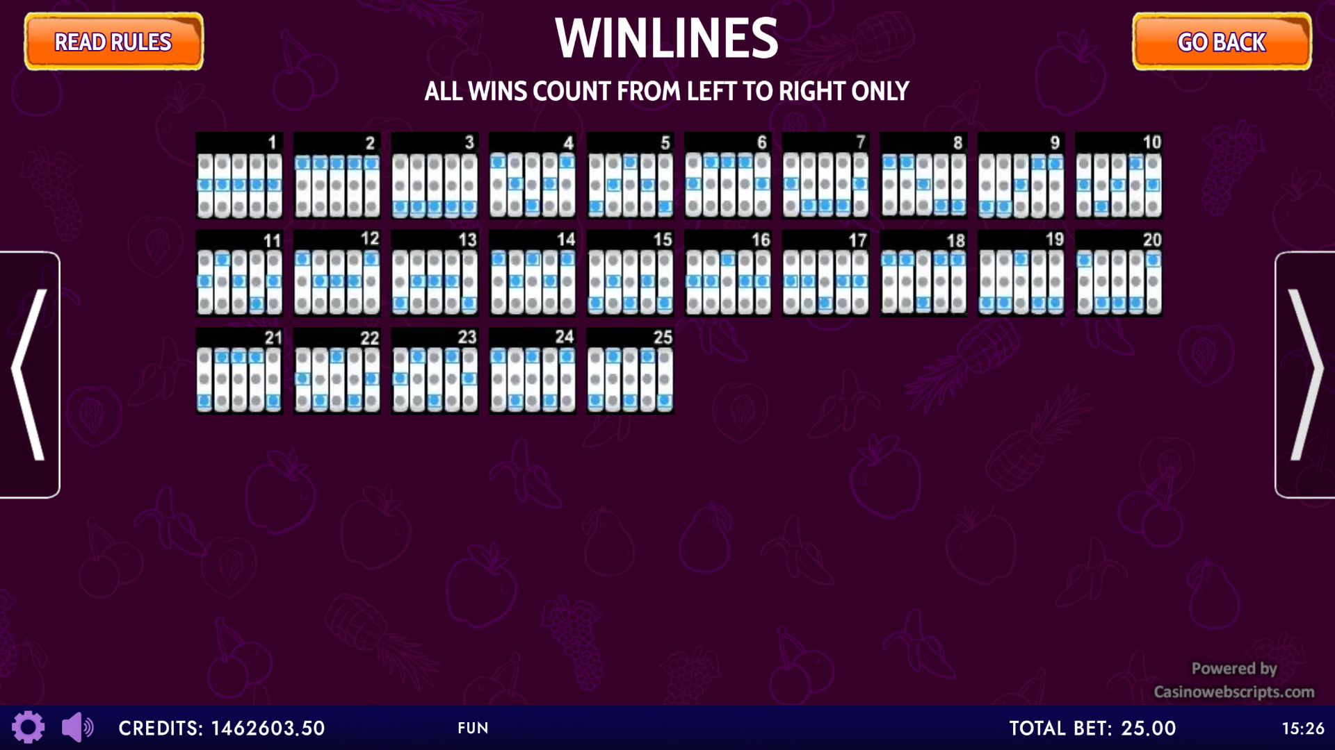 Fruit Party Non-Stop HTML5 Mobile and PC - Paylines