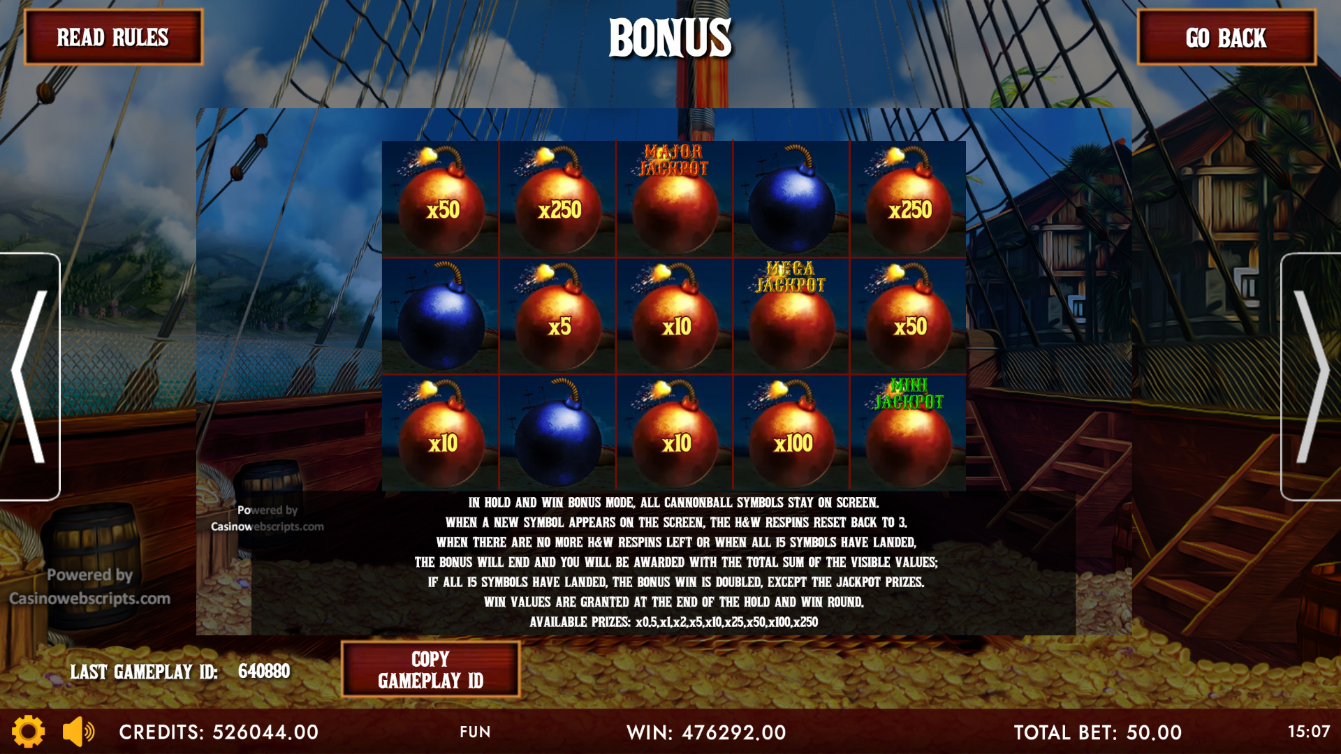 Lucky Pirate Bounty - HoldnWin features