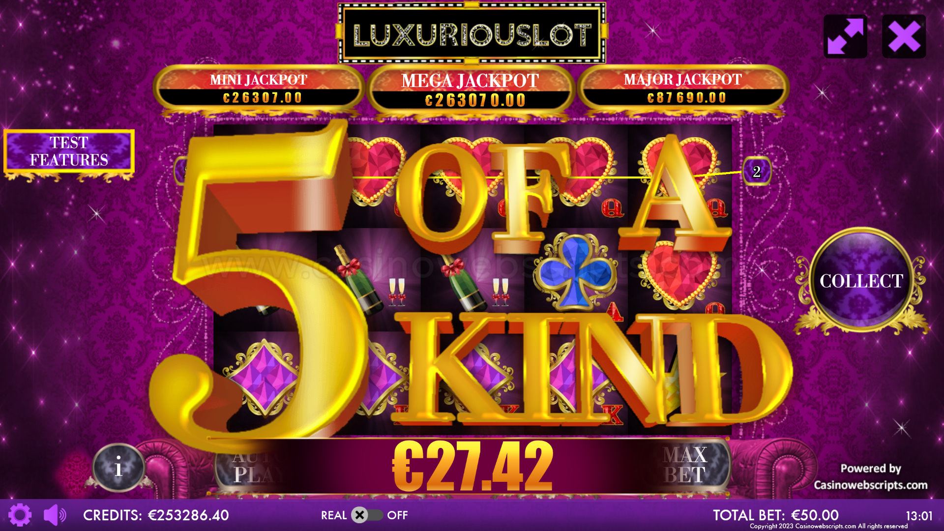 Luxuriouslot Mobile and PC - 5 of a Kind