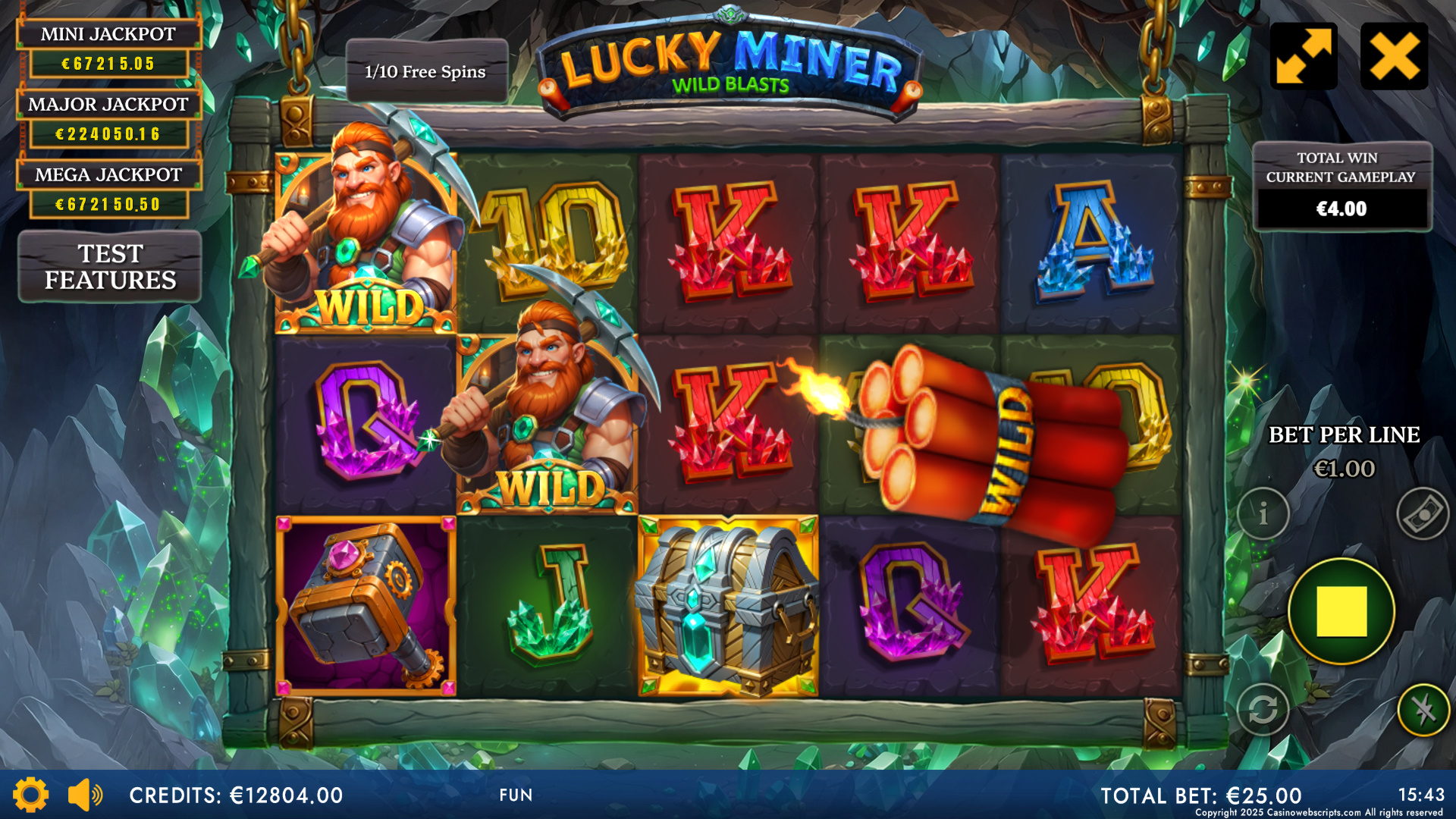 Lucky Miner Wild Blasts free spins