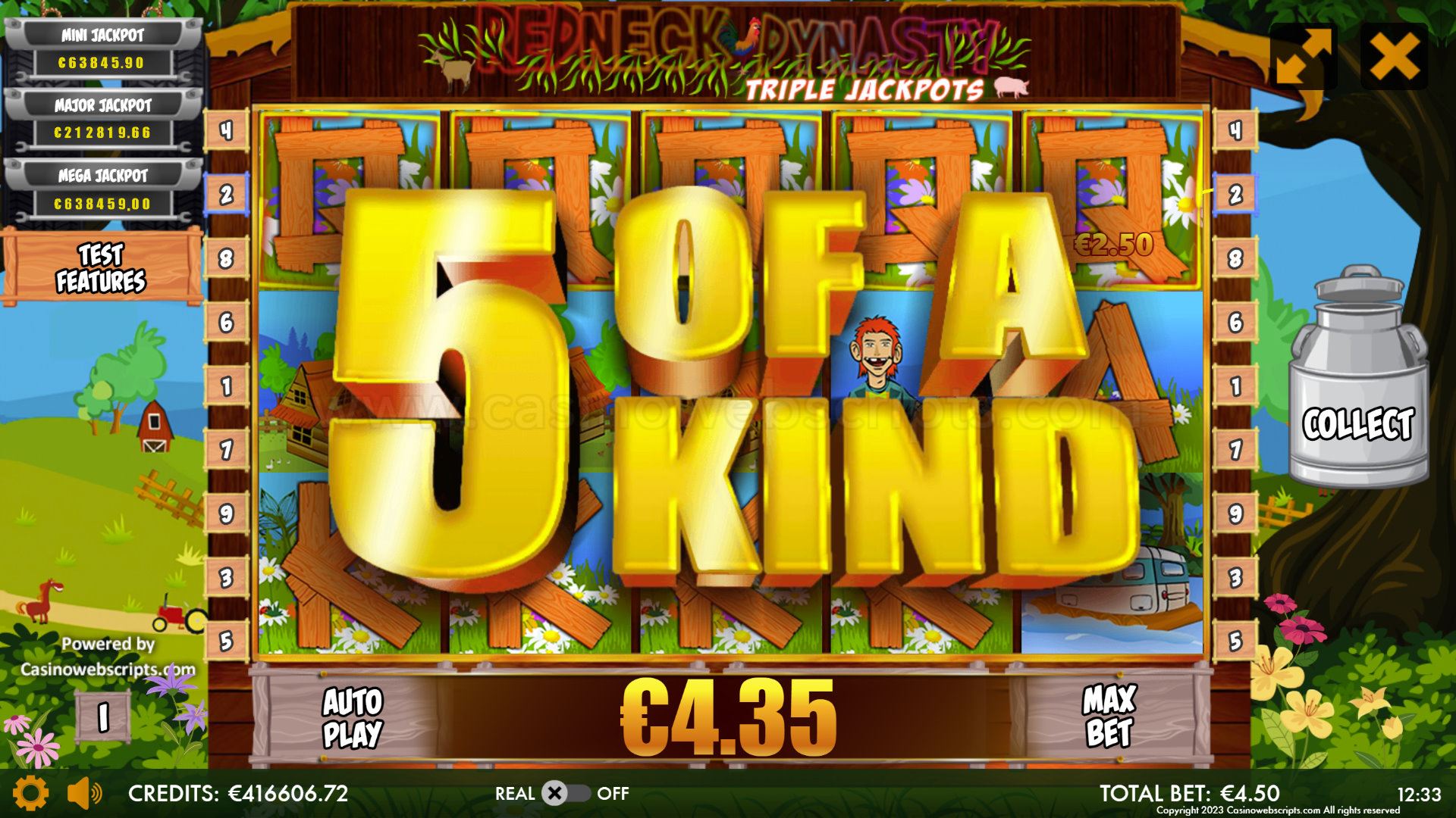 Redneck Dynasty Triple Jackpots Mobile and PC  - 5 of a Kind