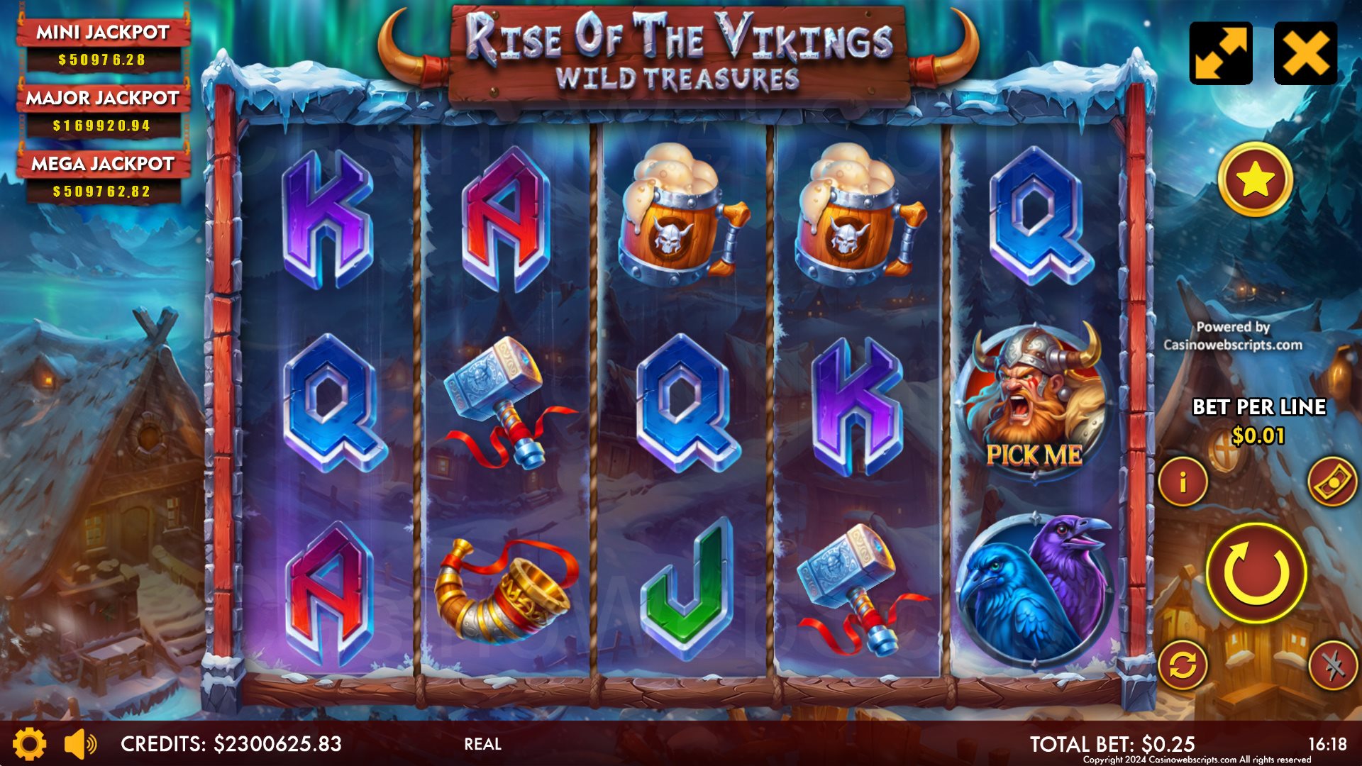 Rise Of The Vikings main game screen with frozen Nordic landscape