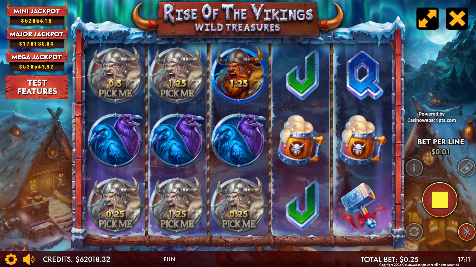 Jackpot win celebration with Norse visual effects