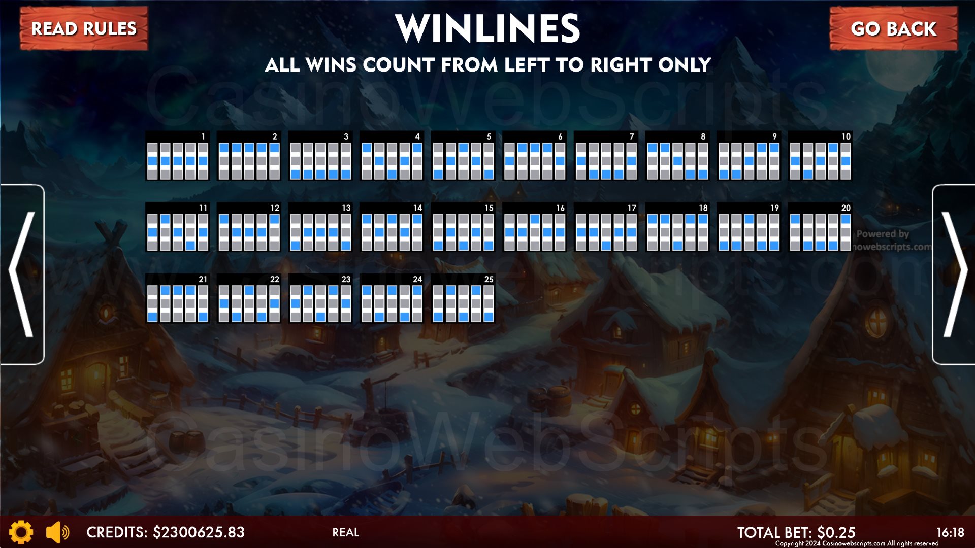 Rise Of The Vikings - Wild Treasures - Paylines