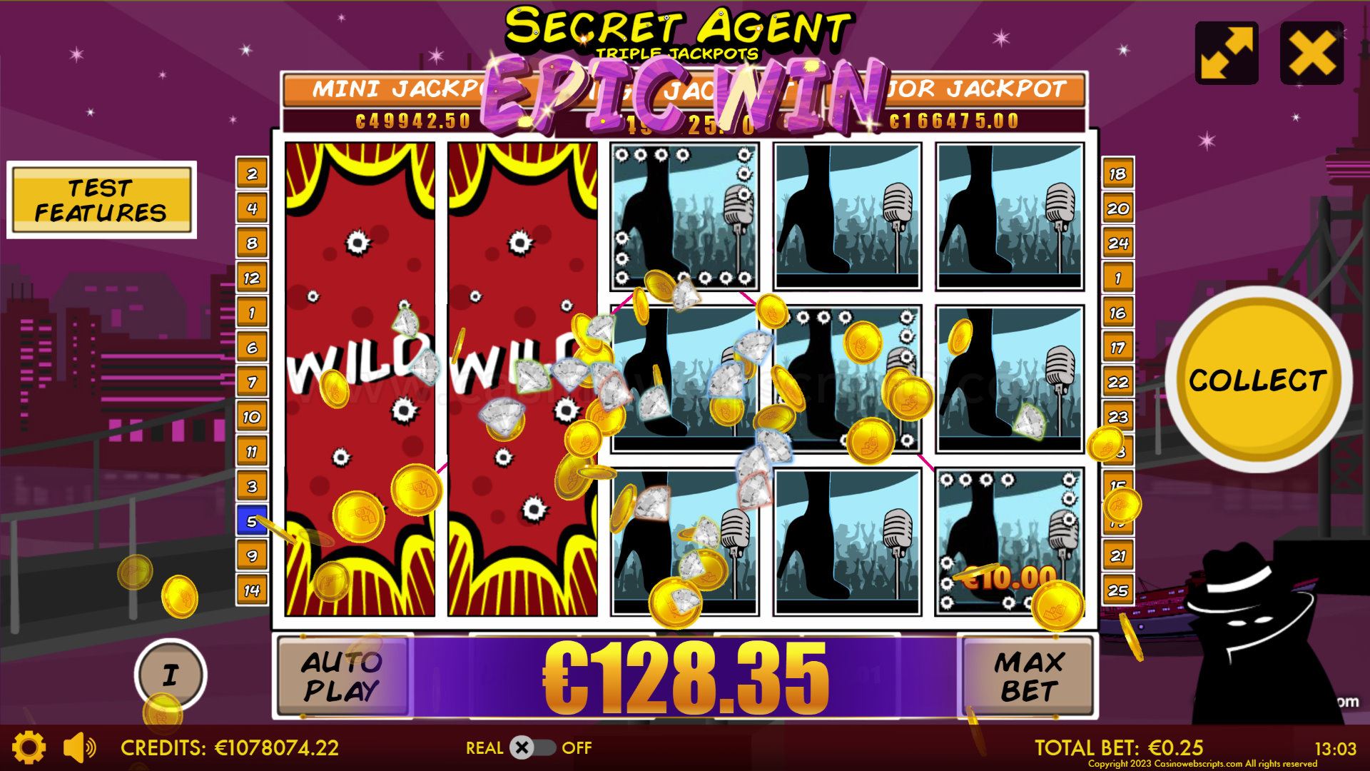 Secret Agent Triple Jackpot HTML5 Mobile and PC - Epic Win
