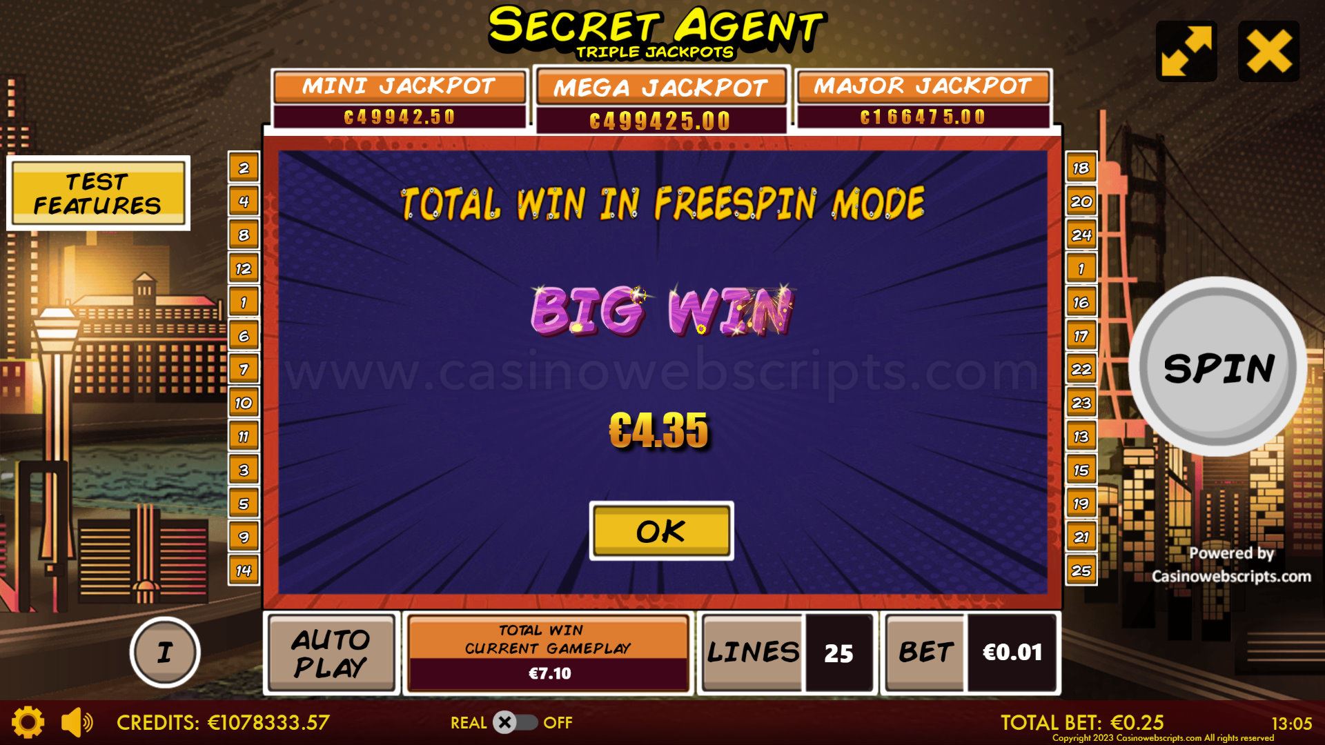 Secret Agent Triple Jackpot HTML5 Mobile and PC - Preview #2