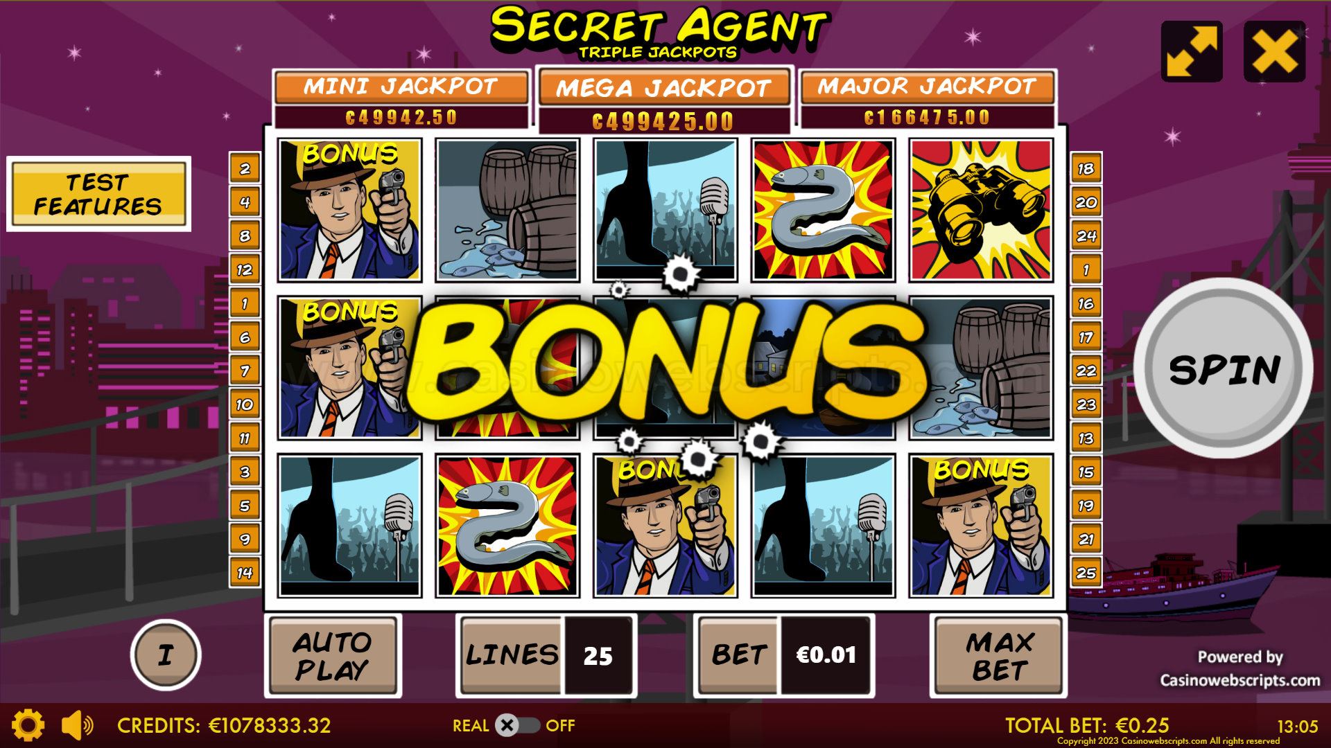 Secret Agent Triple Jackpot HTML5 Mobile and PC - Preview #3