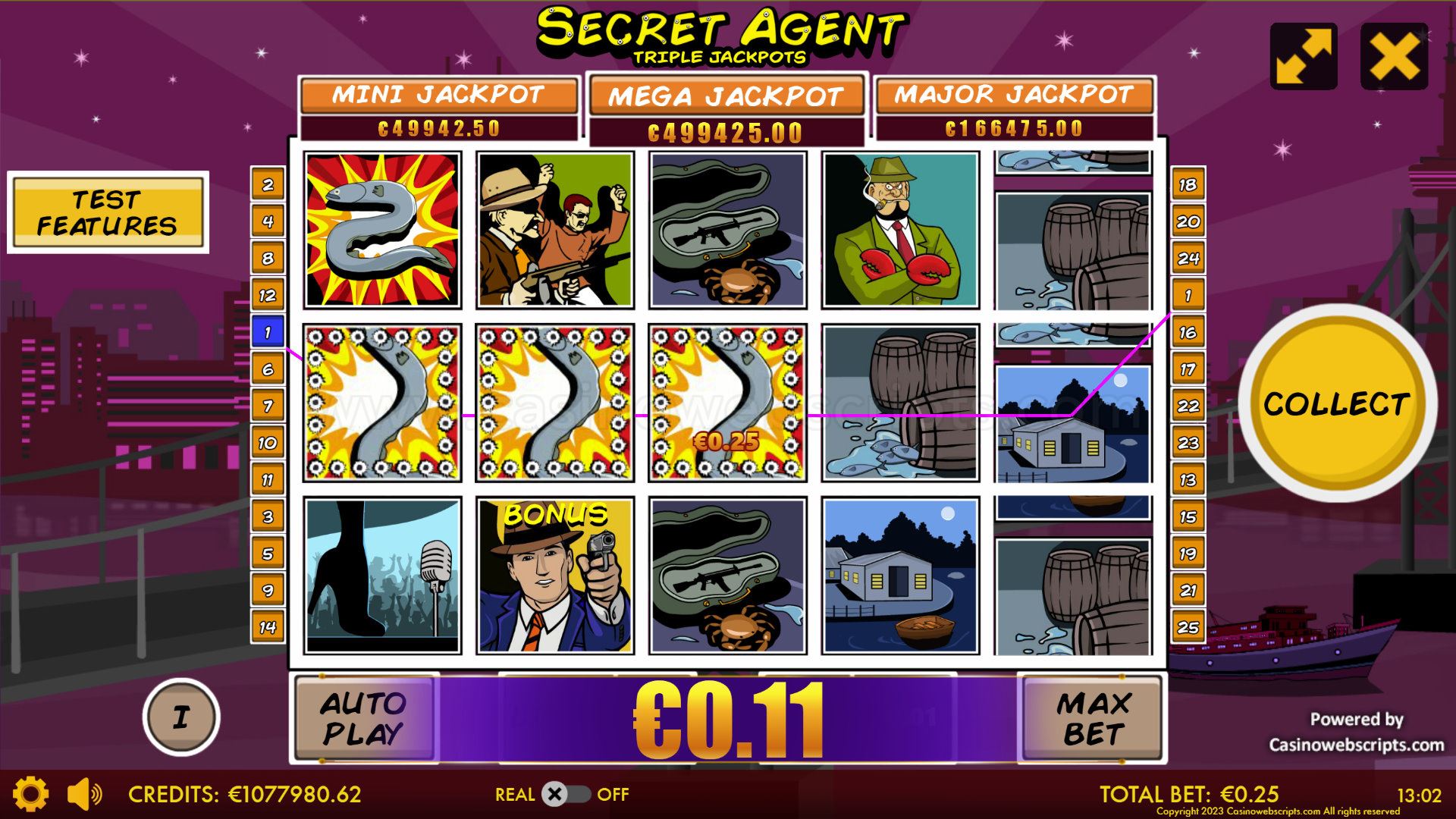 Secret Agent Triple Jackpot HTML5 Mobile and PC - Win
