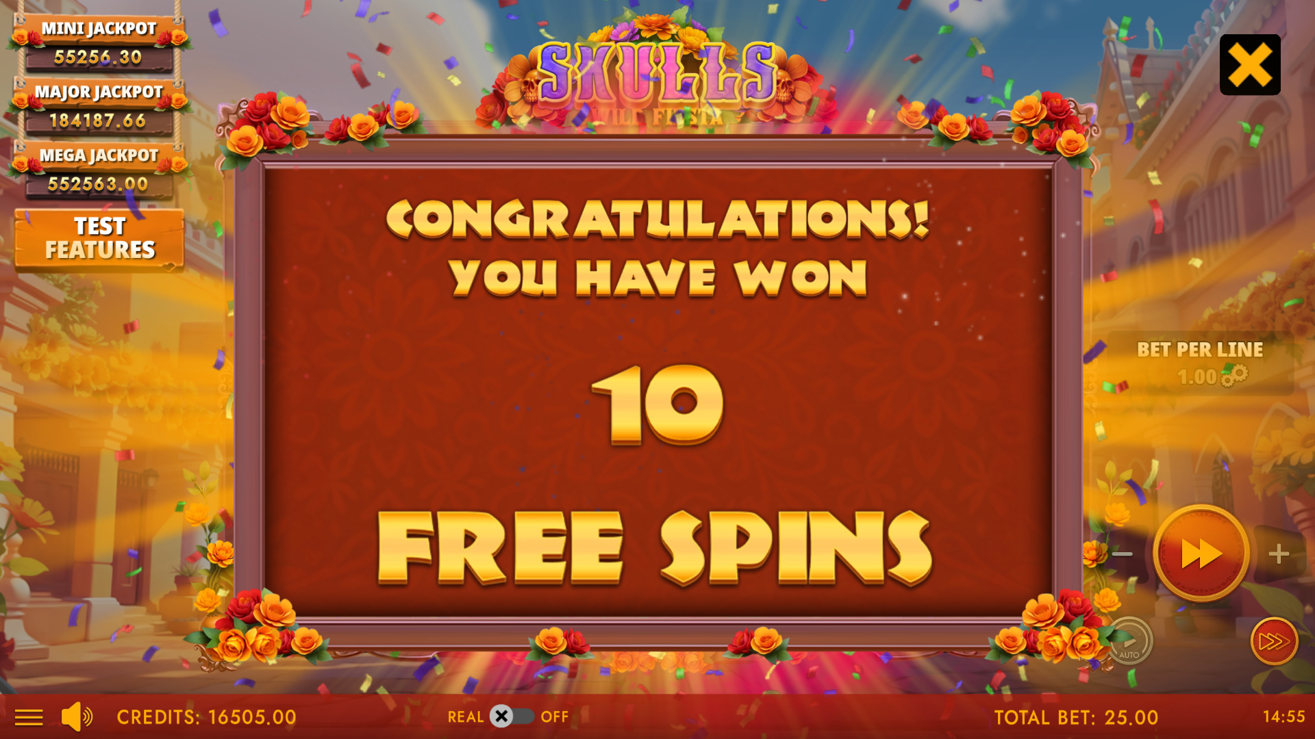 Free spins trigger with scatter symbols