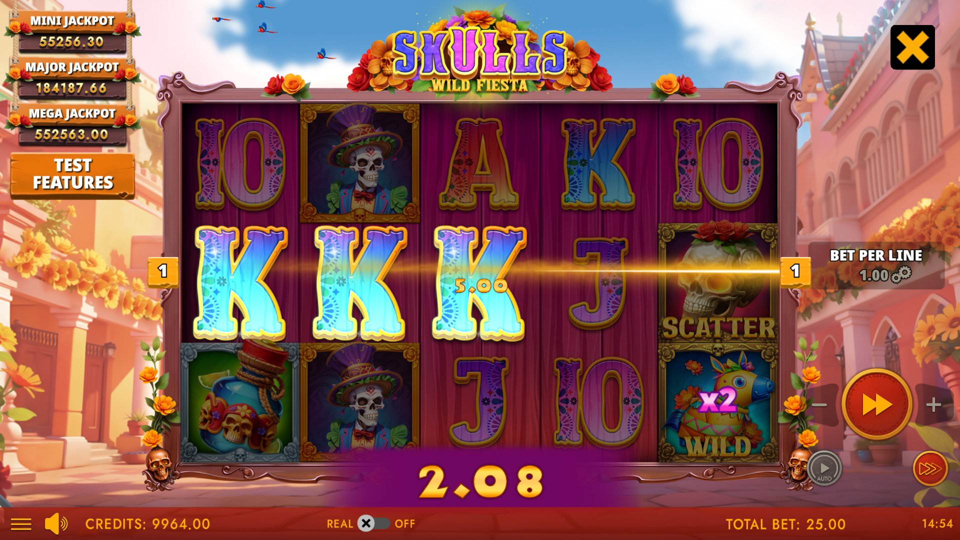 Skulls Wild Fiesta main game screen