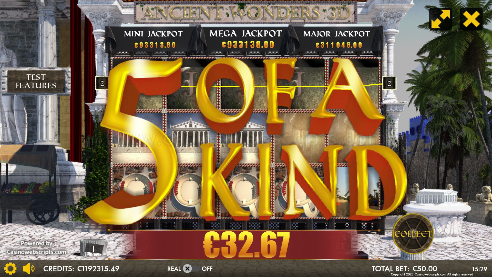 Ancient Wonders Slot 3D Mobile and PC - 5 of a Kind